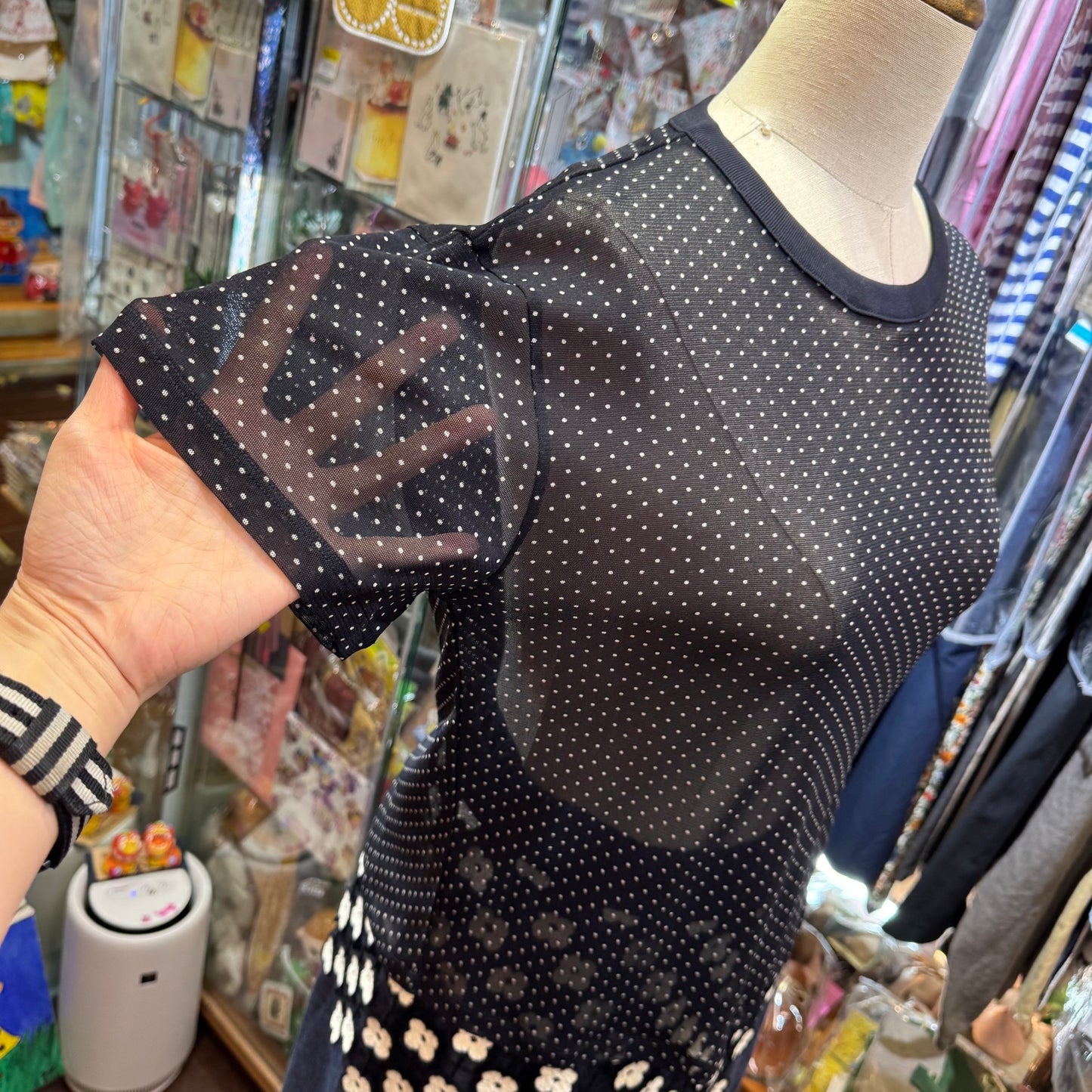 Sale- Mizuiro ind Polka See-through Top, 2 Colors, made in Japan