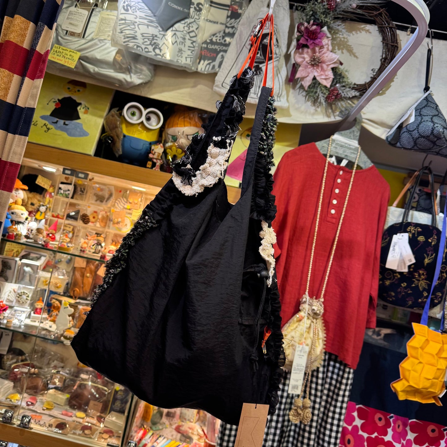 Rehersall Black Frill Nylon Bag, made in Japan