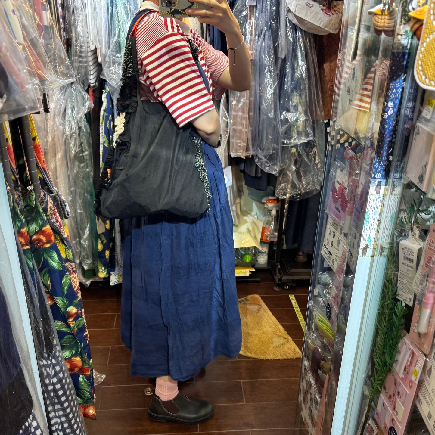 Rehersall Black Frill Nylon Bag, made in Japan