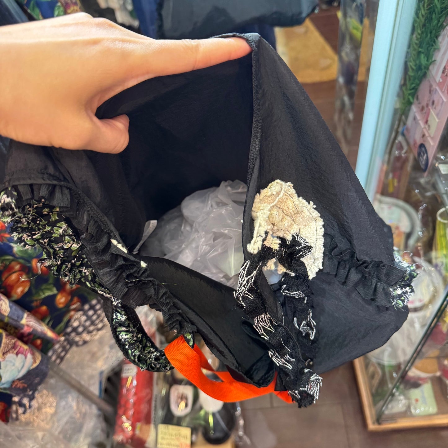 Rehersall Black Frill Nylon Bag, made in Japan