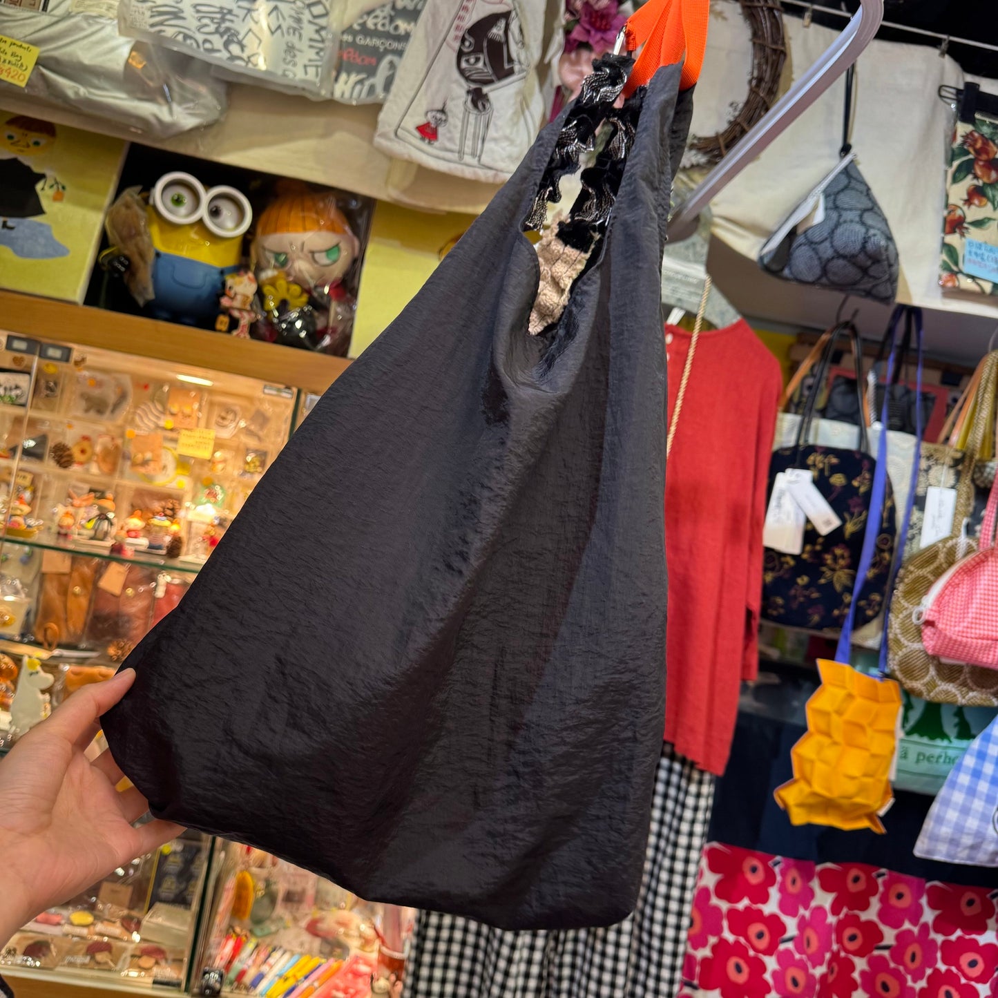Rehersall Black Frill Nylon Bag, made in Japan