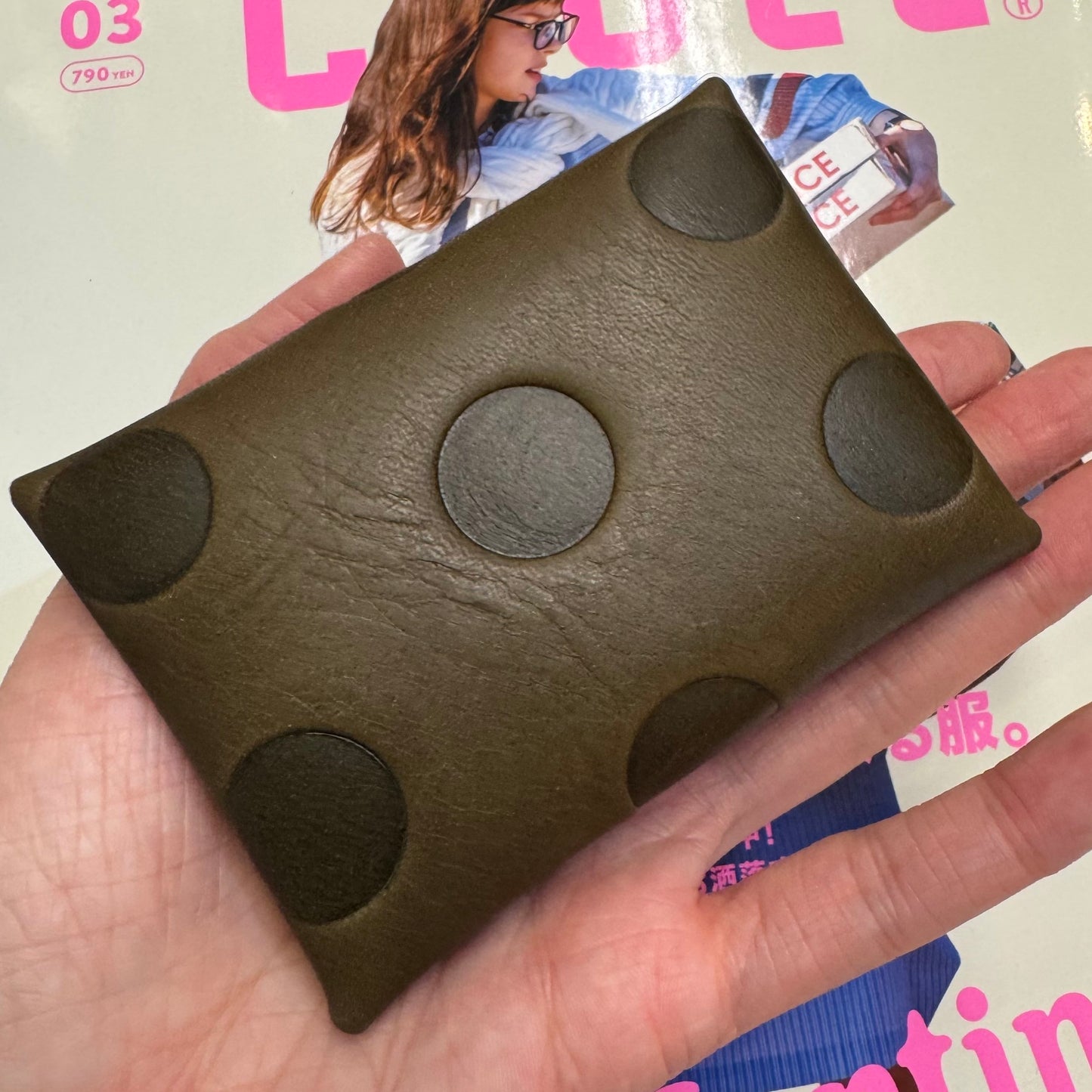 Kanmi Polka Leather Card Holder, 2 Colors, made in Japan