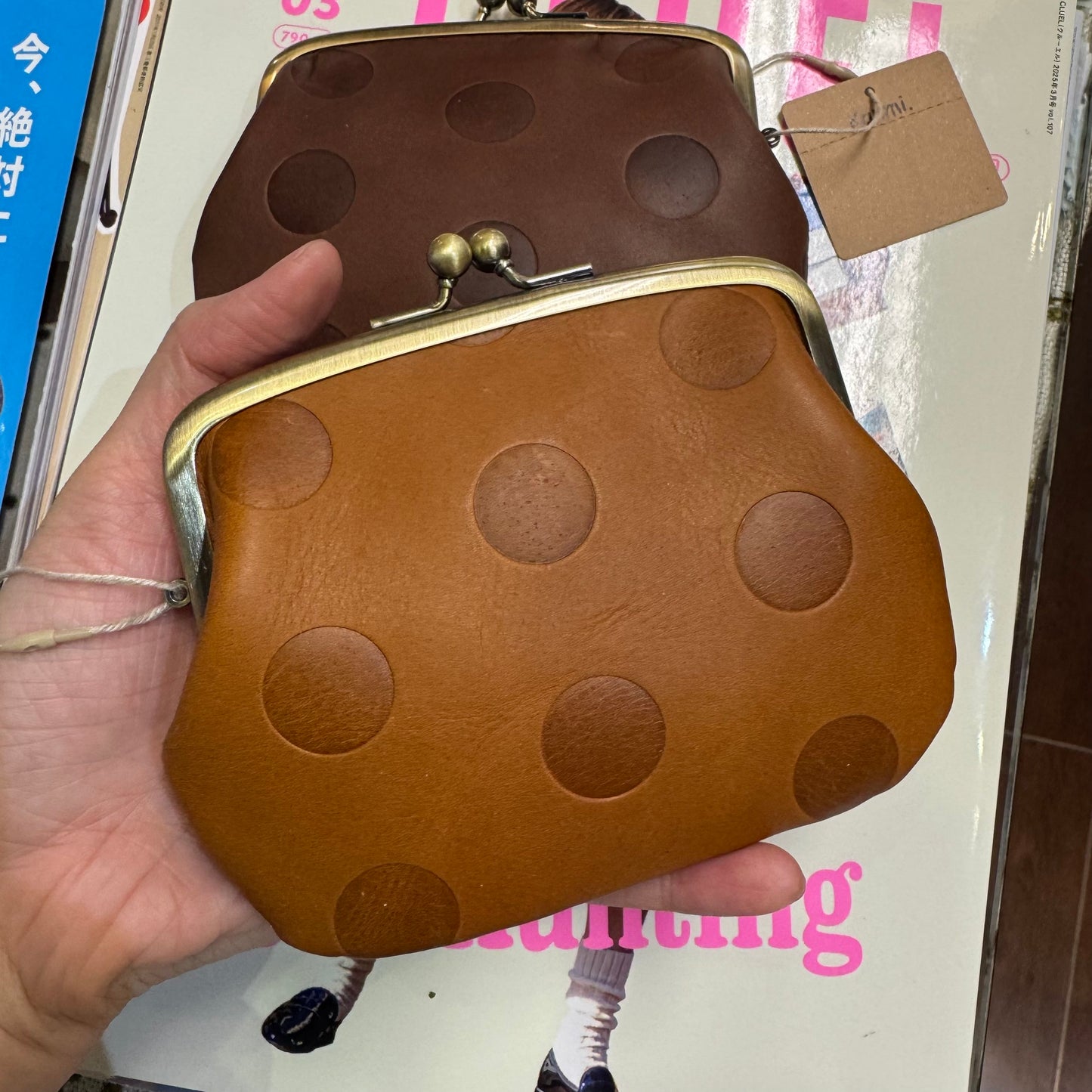 Kanmi Polka Leather Wallet, 2 Colors, made in Japan