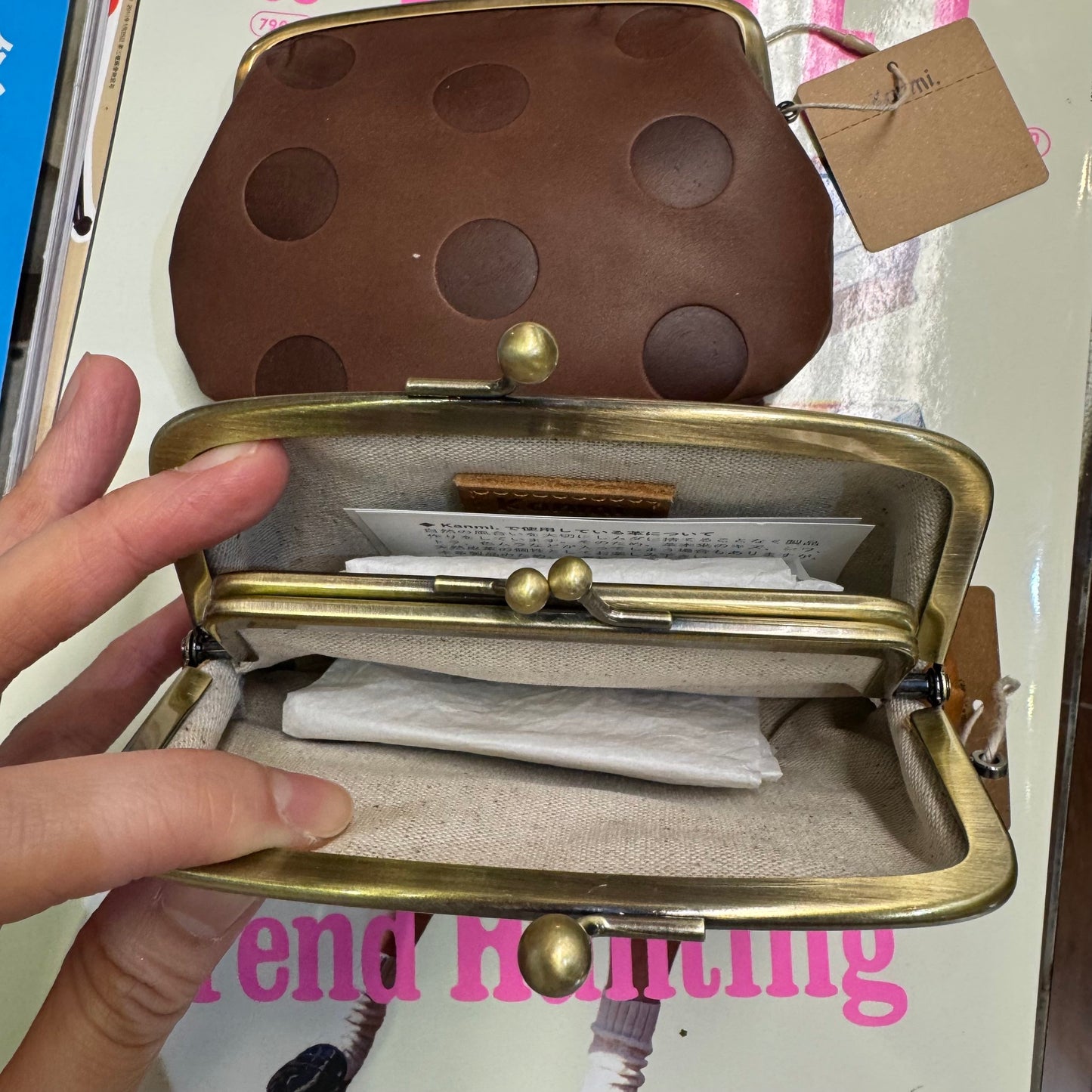 Kanmi Polka Leather Wallet, 2 Colors, made in Japan