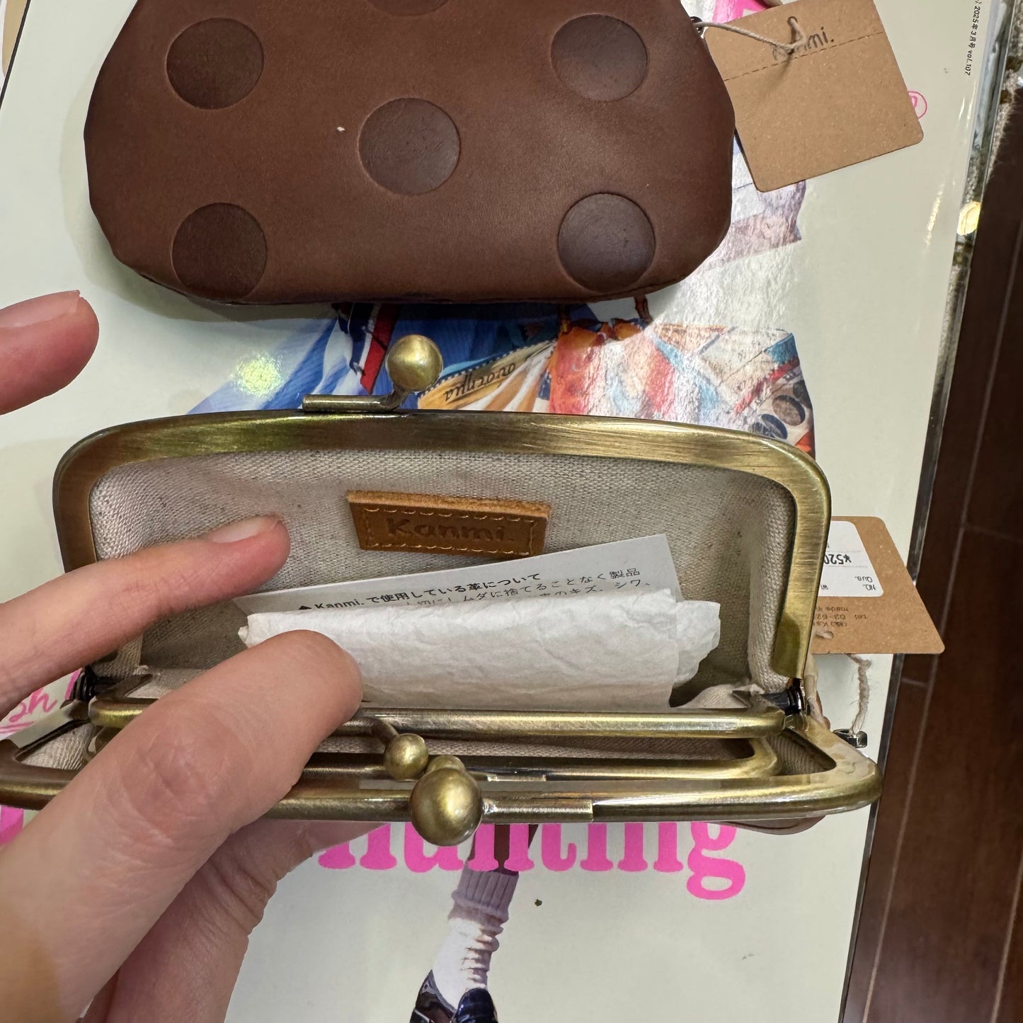 Kanmi Polka Leather Wallet, 2 Colors, made in Japan