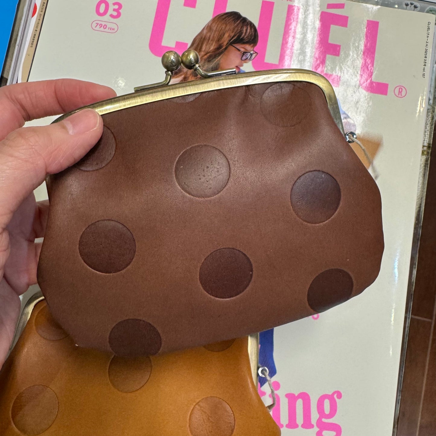 Kanmi Polka Leather Wallet, 2 Colors, made in Japan