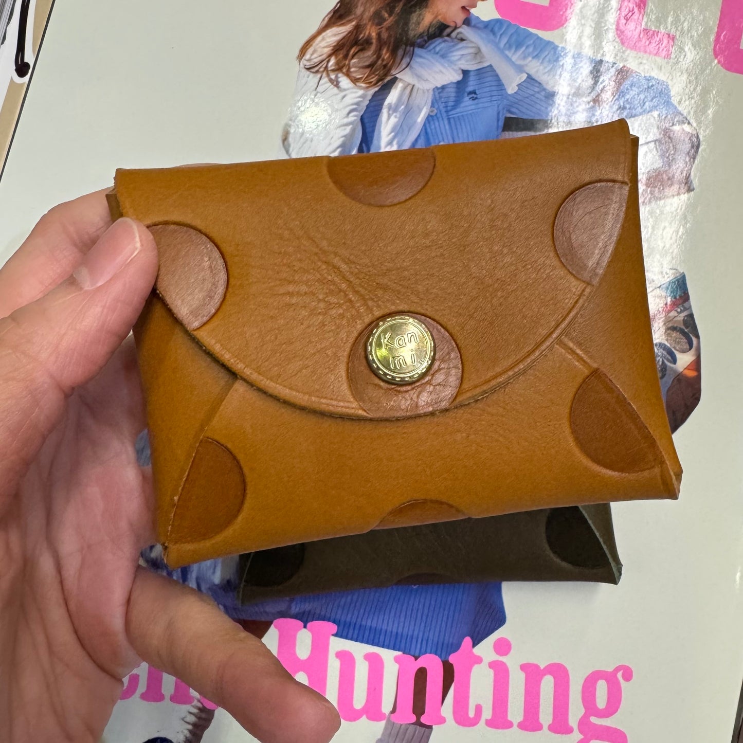 Kanmi Polka Leather Card Holder, 2 Colors, made in Japan