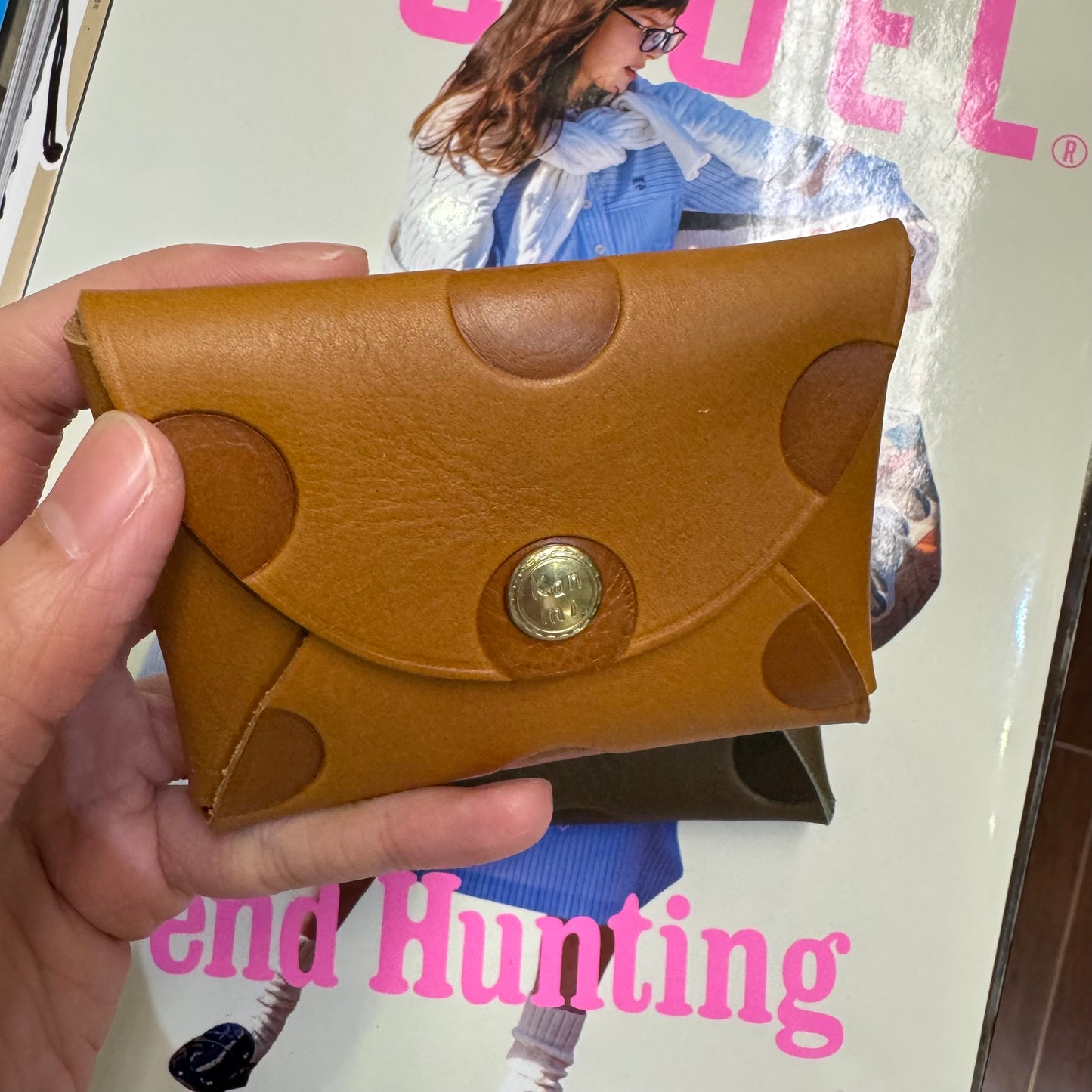 Kanmi Polka Leather Card Holder, 2 Colors, made in Japan