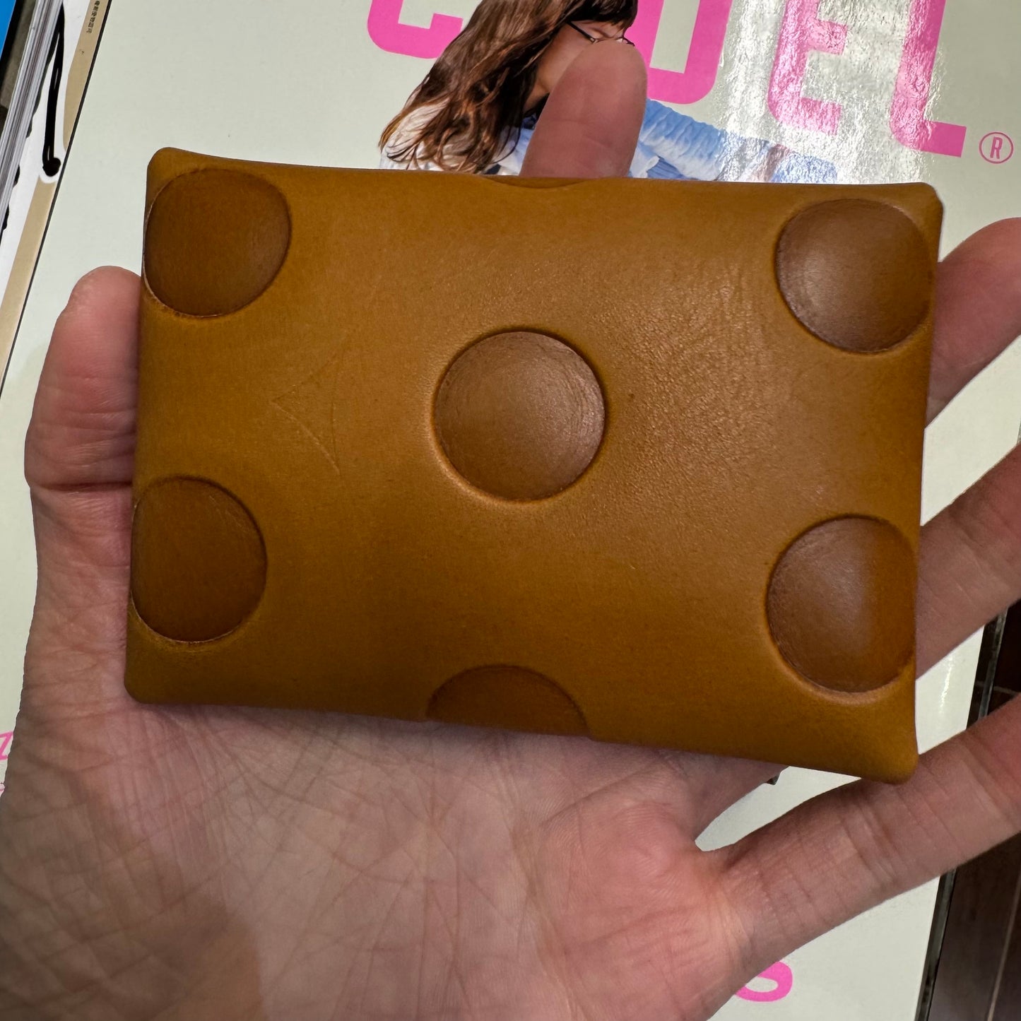 Kanmi Polka Leather Card Holder, 2 Colors, made in Japan