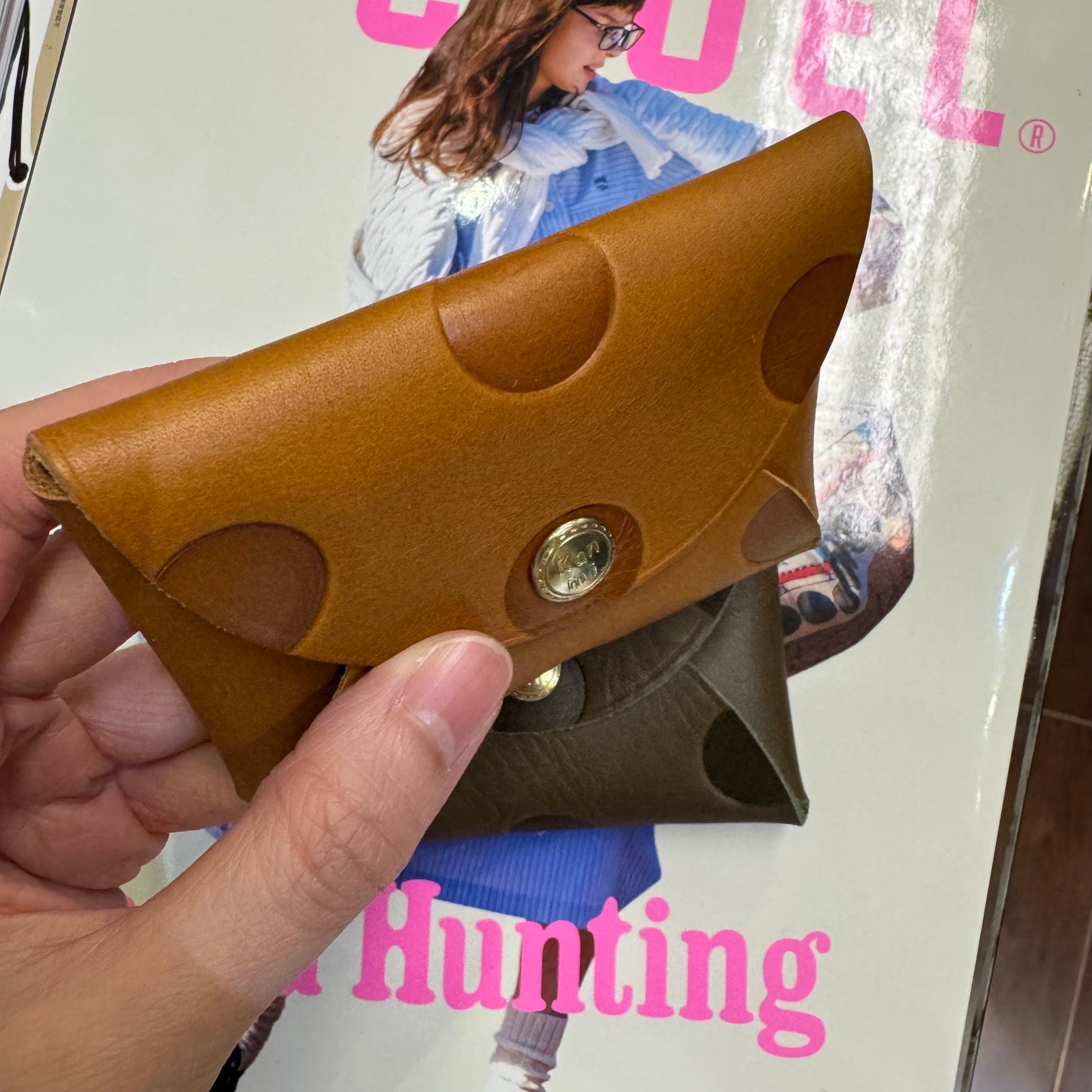 Kanmi Polka Leather Card Holder, 2 Colors, made in Japan