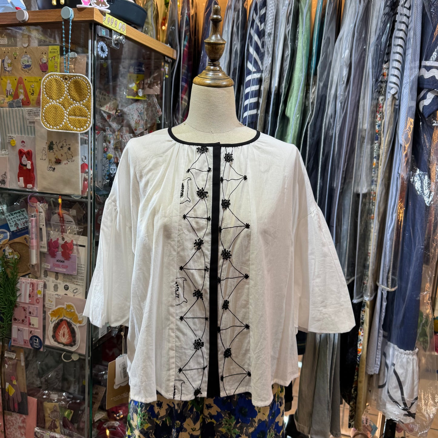 Sale- Haupia Embroidery White Shirt, made in Japan