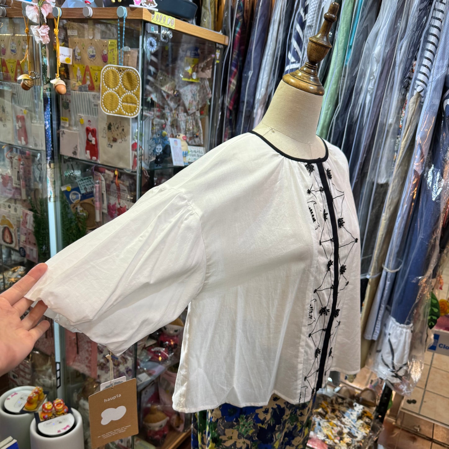 Sale- Haupia Embroidery White Shirt, made in Japan
