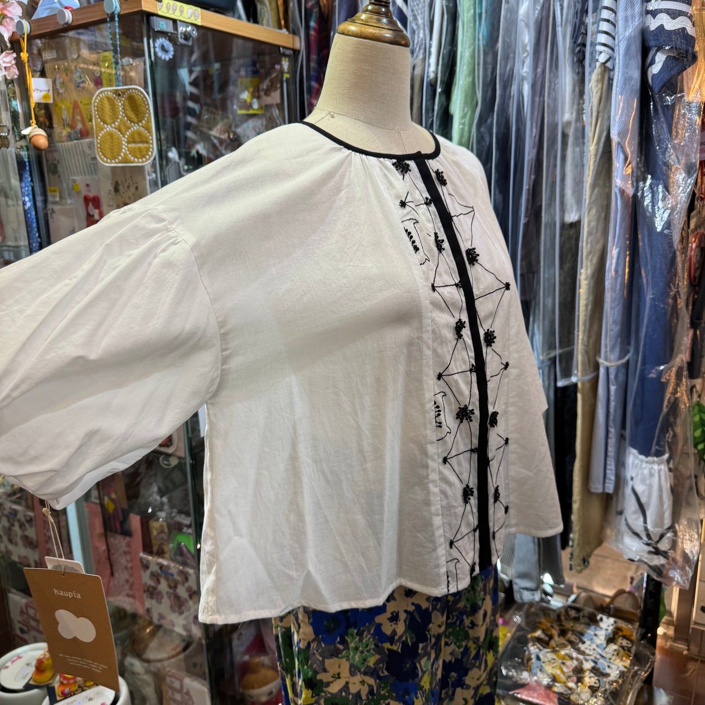 Sale- Haupia Embroidery White Shirt, made in Japan