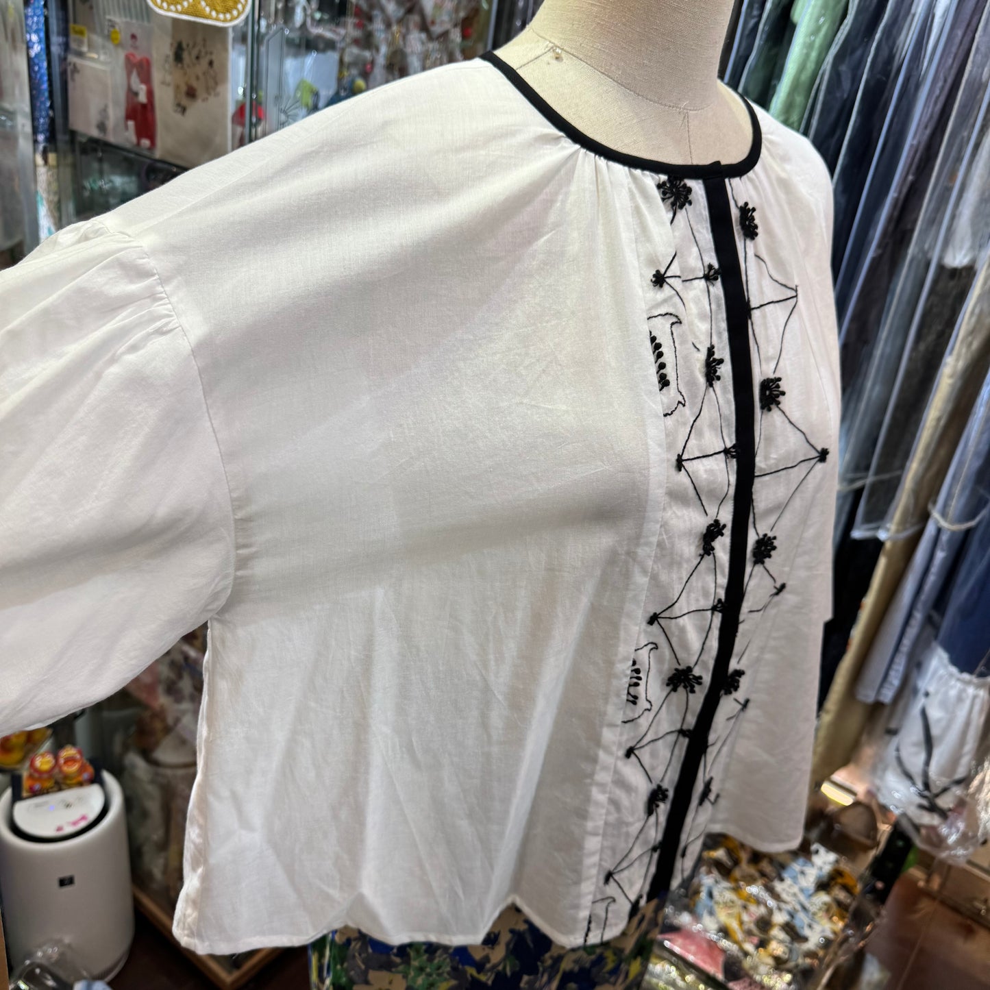 Sale- Haupia Embroidery White Shirt, made in Japan