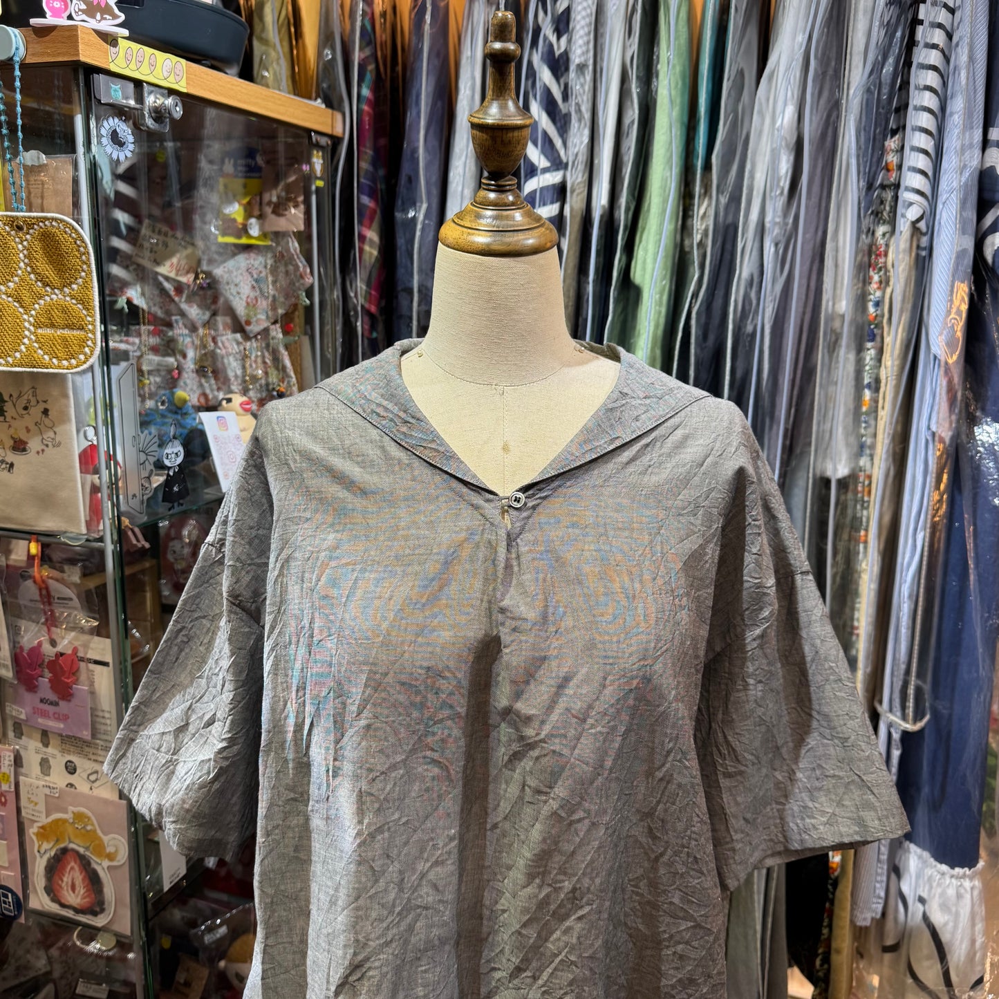 Nachukara Grey Linen Top, made in Japan