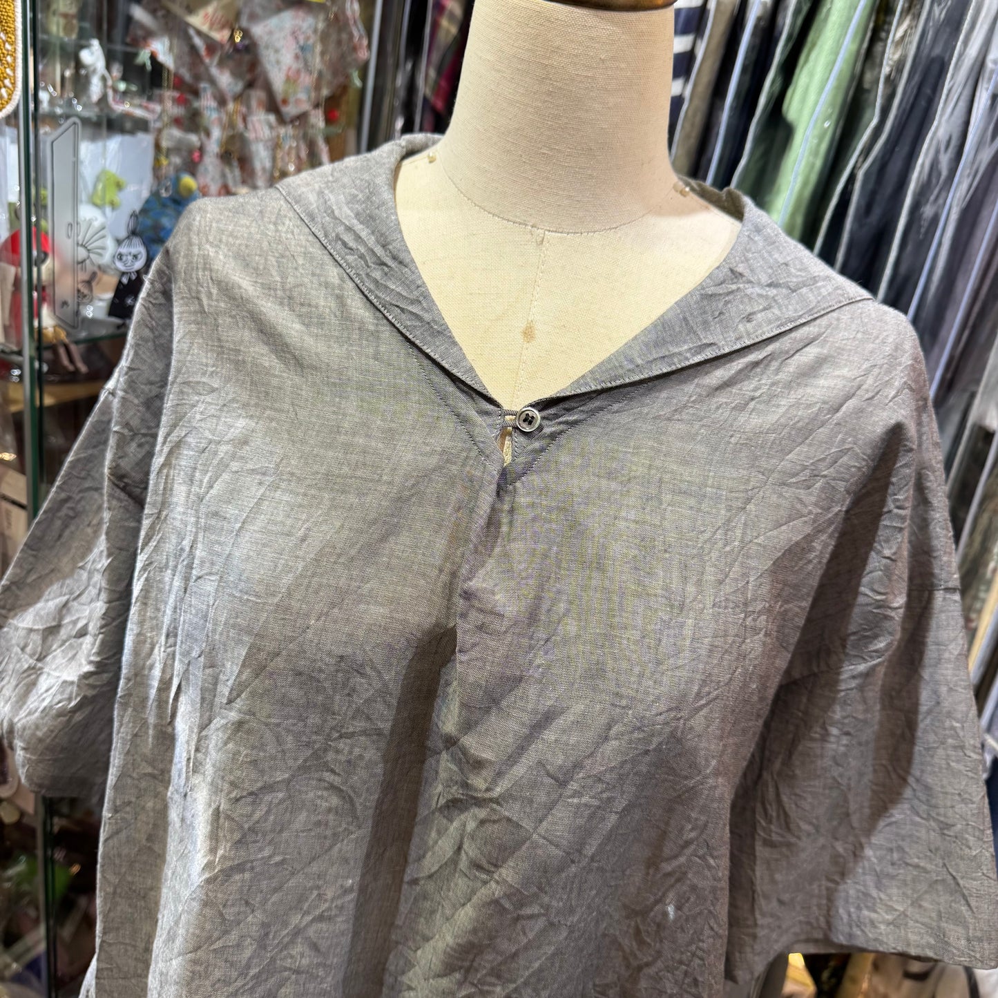 Nachukara Grey Linen Top, made in Japan