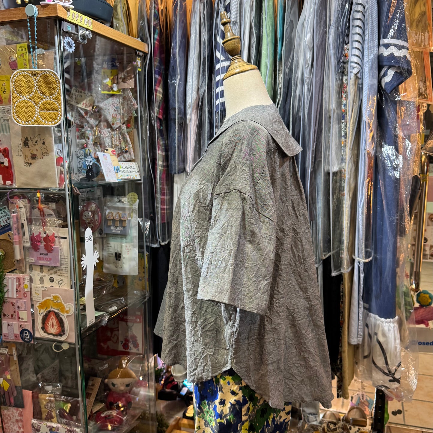 Nachukara Grey Linen Top, made in Japan