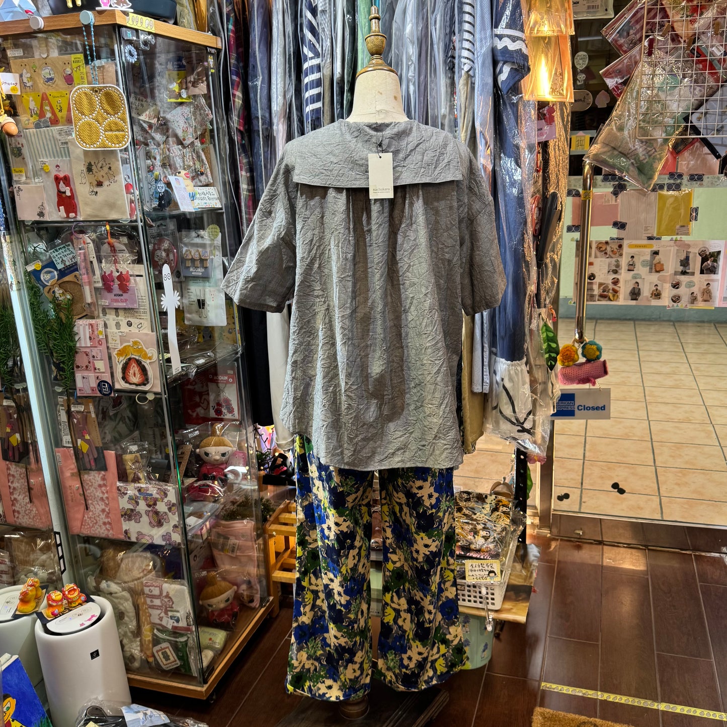 Nachukara Grey Linen Top, made in Japan