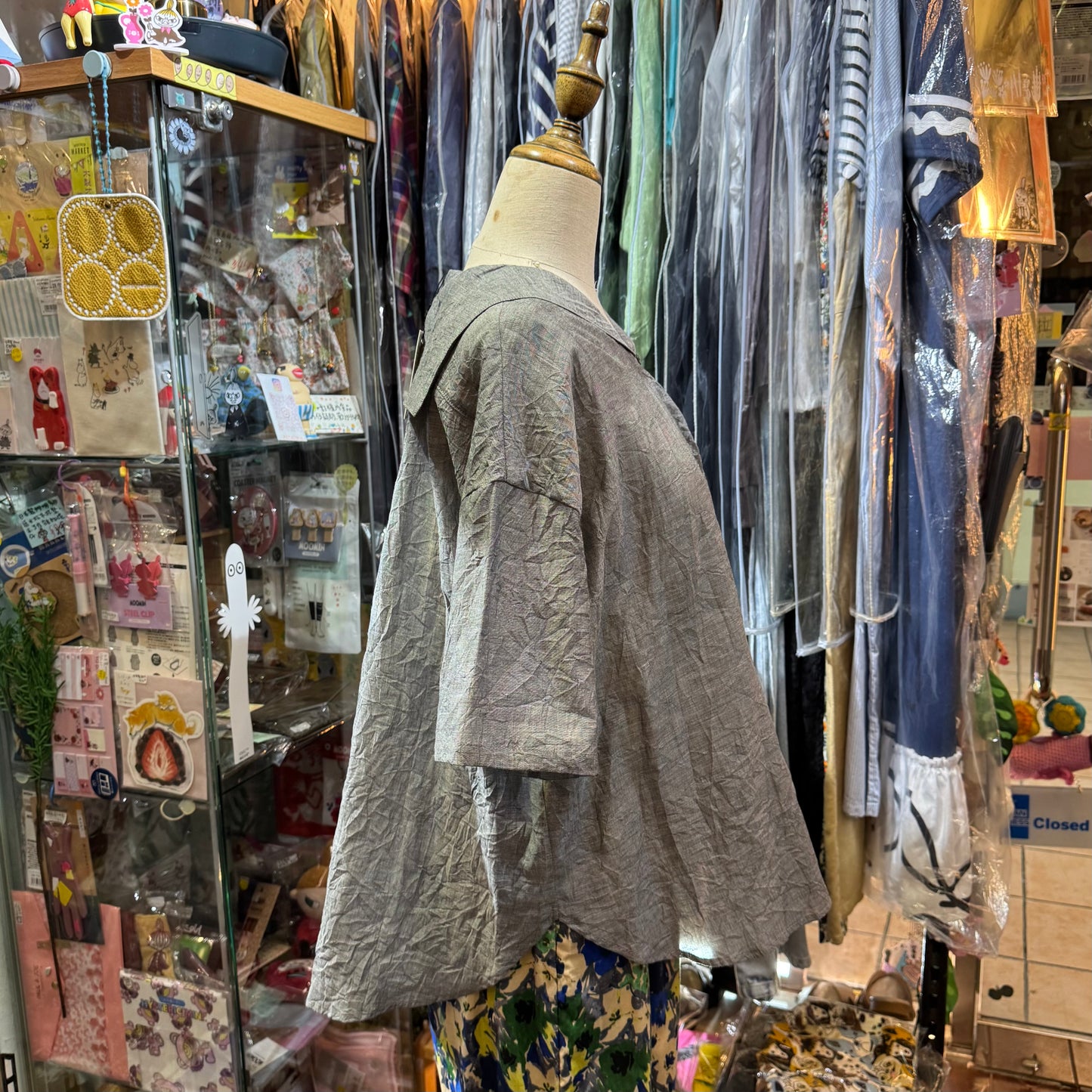 Nachukara Grey Linen Top, made in Japan
