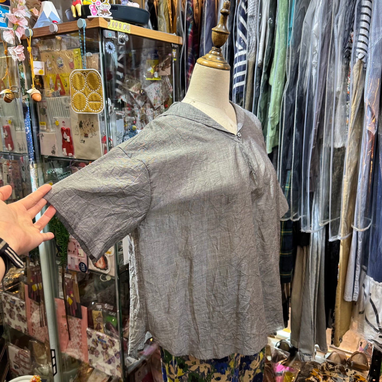 Nachukara Grey Linen Top, made in Japan