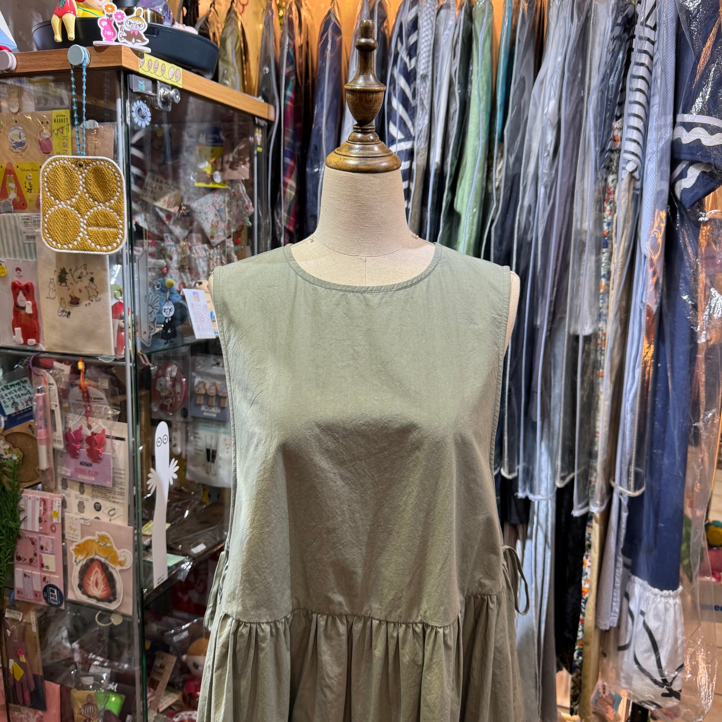 Tang Grey Green Vest Top, made in Japan