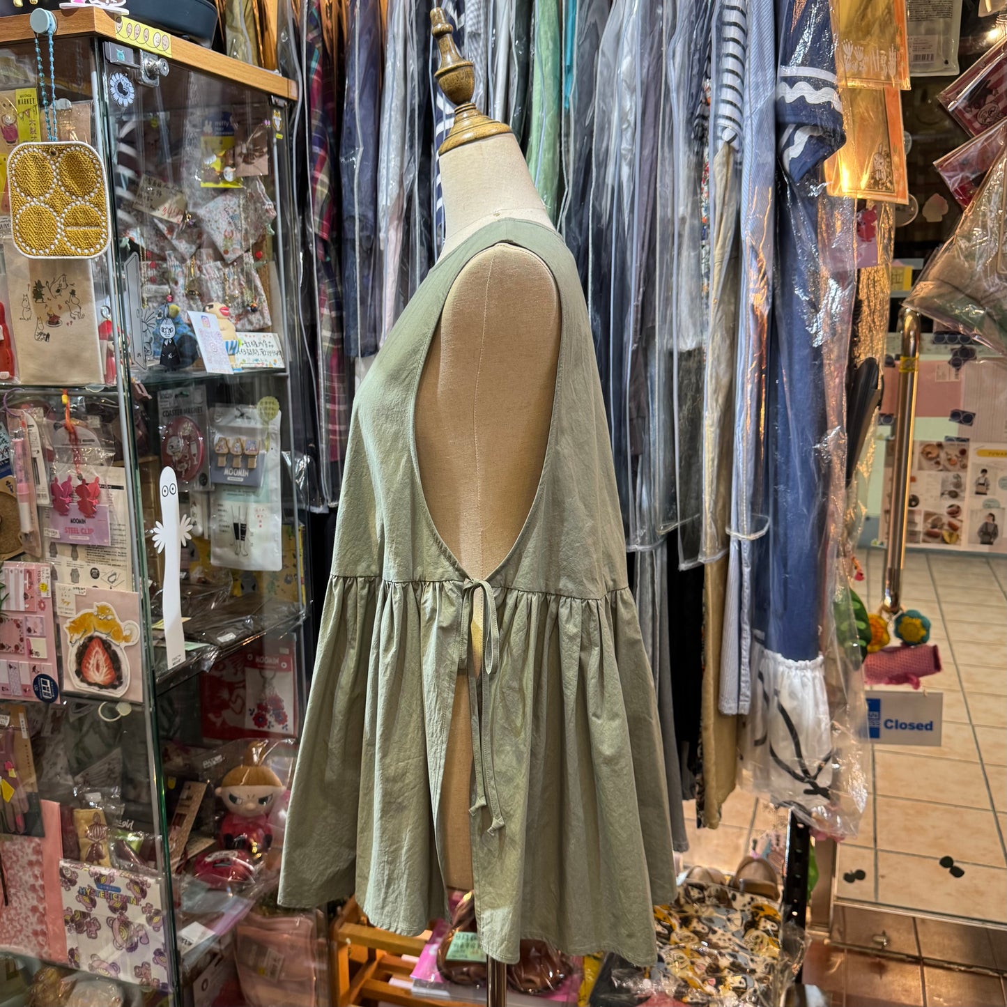 Tang Grey Green Vest Top, made in Japan