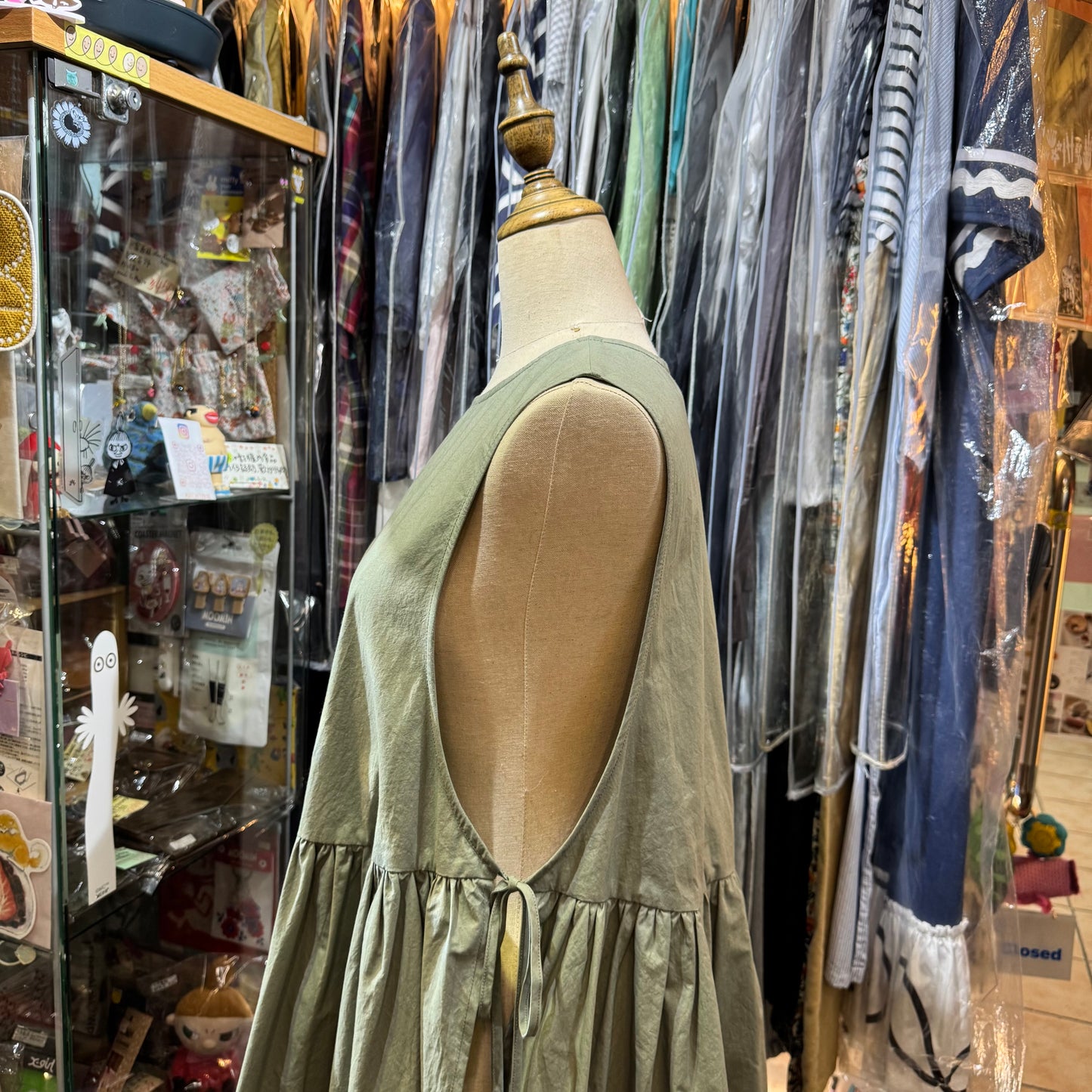 Tang Grey Green Vest Top, made in Japan