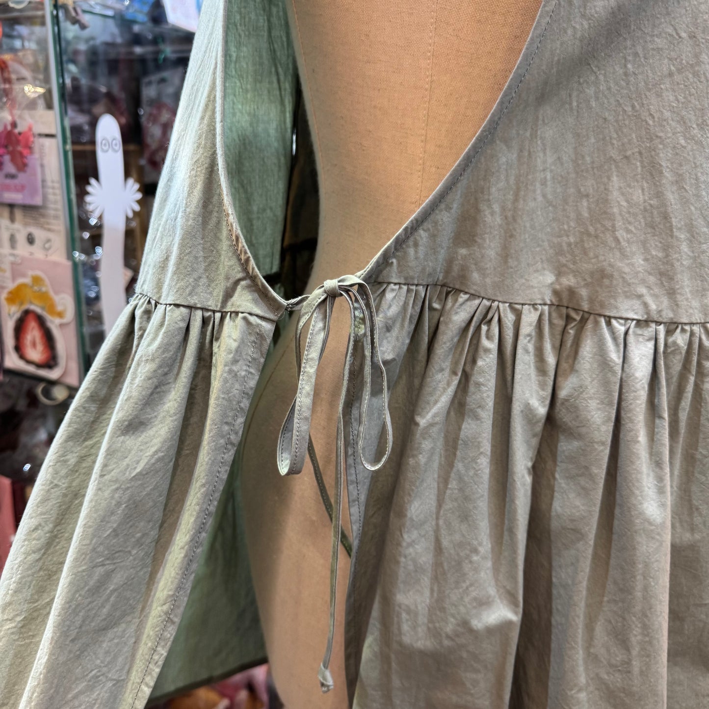 Tang Grey Green Vest Top, made in Japan