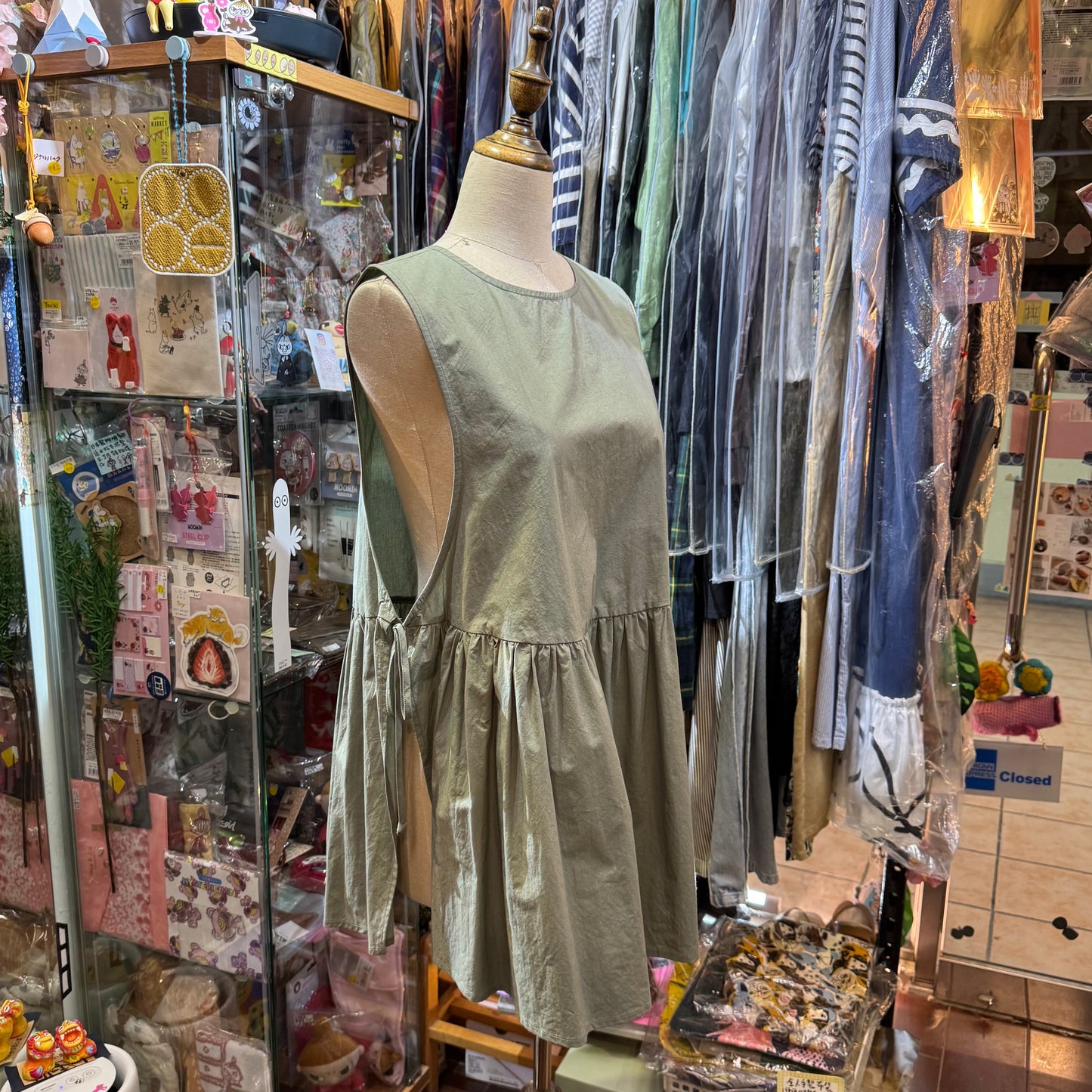 Tang Grey Green Vest Top, made in Japan