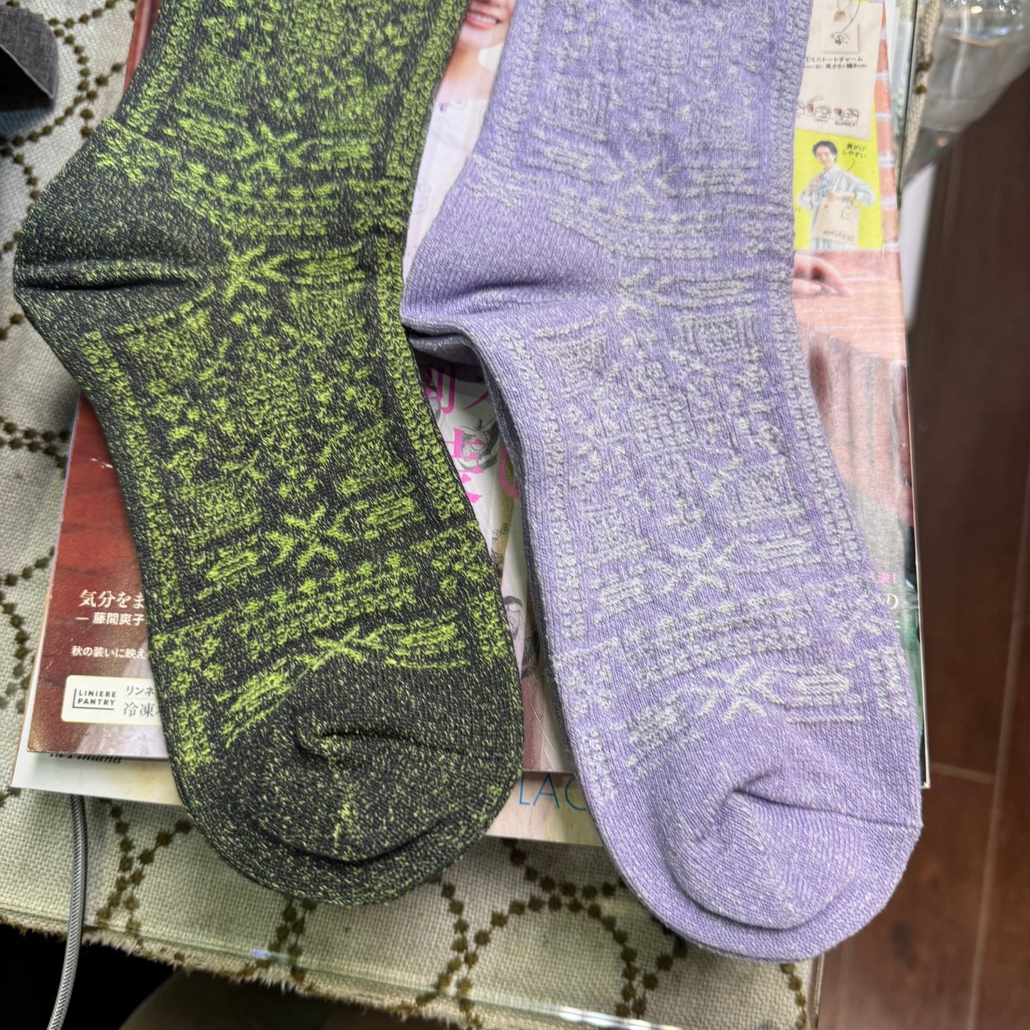 Meri Ja kuu Patterns Socks, 2 Colors, made in Japan