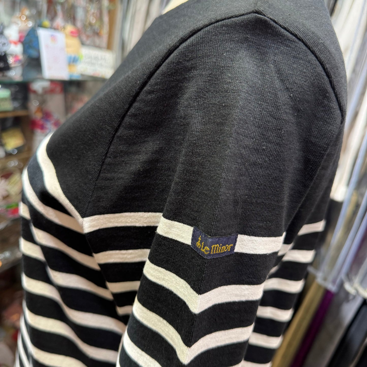Le Minor Black Striped T-shirt, size 2, made in France