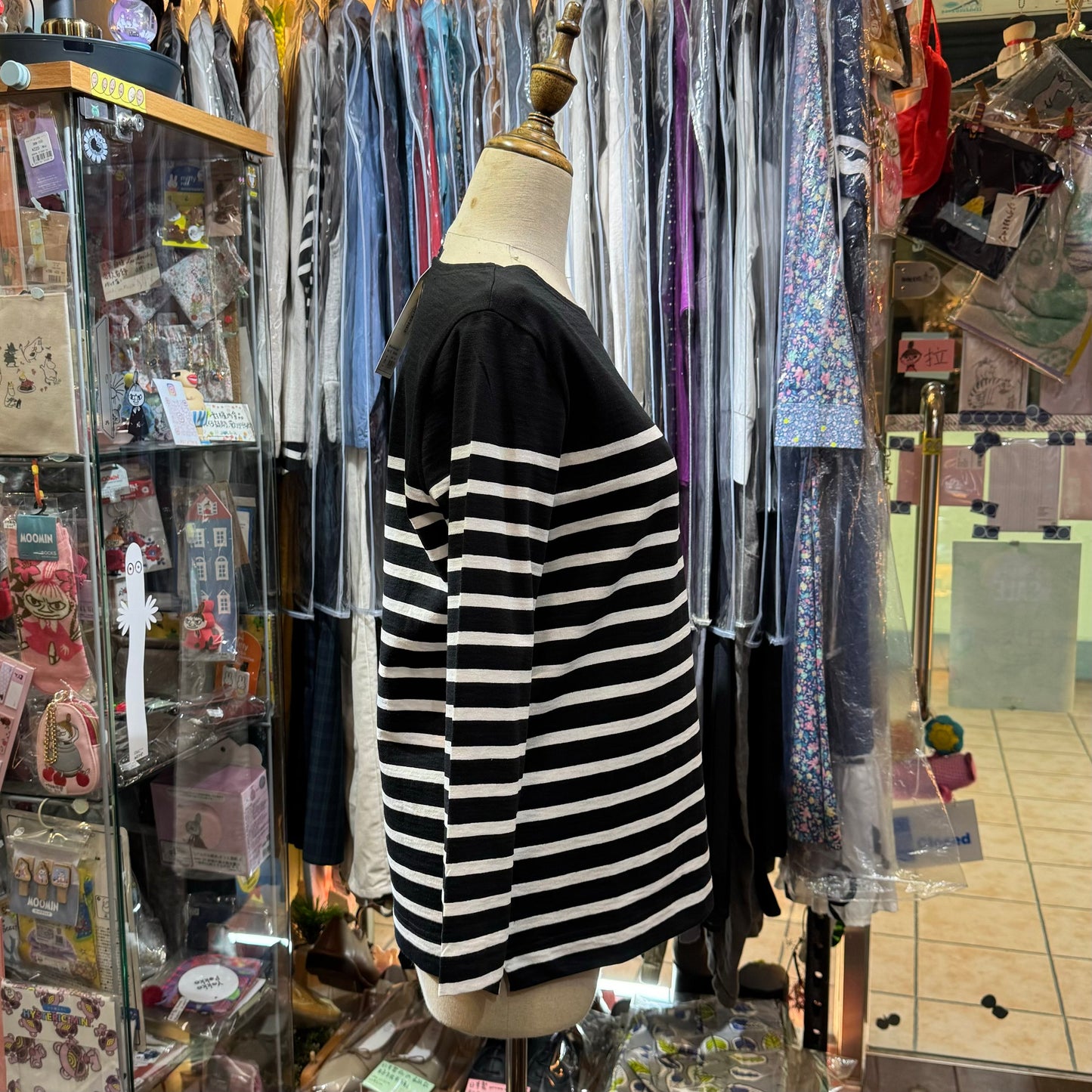 Le Minor Black Striped T-shirt, size 2, made in France