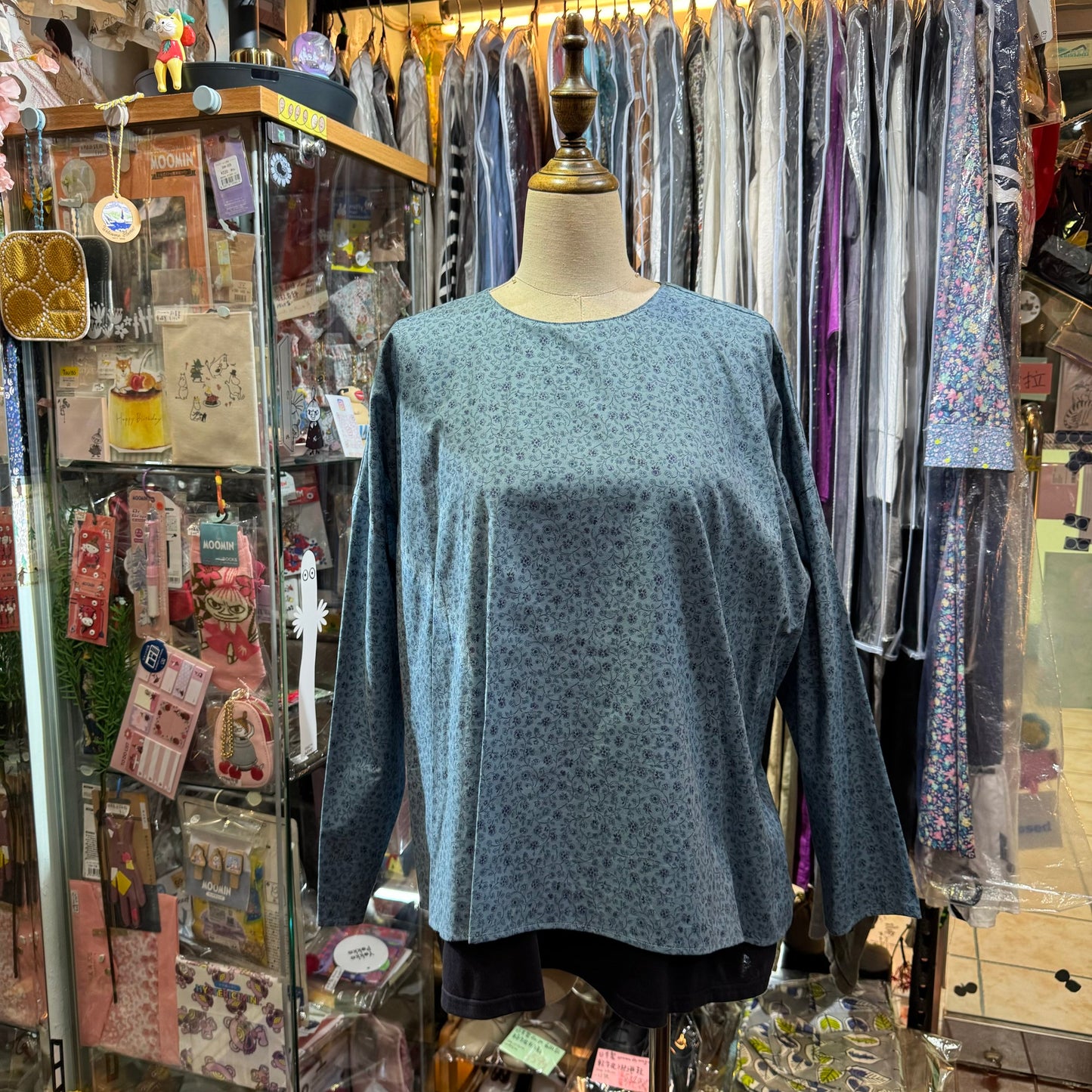 Sale- (g) Floral Blue Top, made in Japan