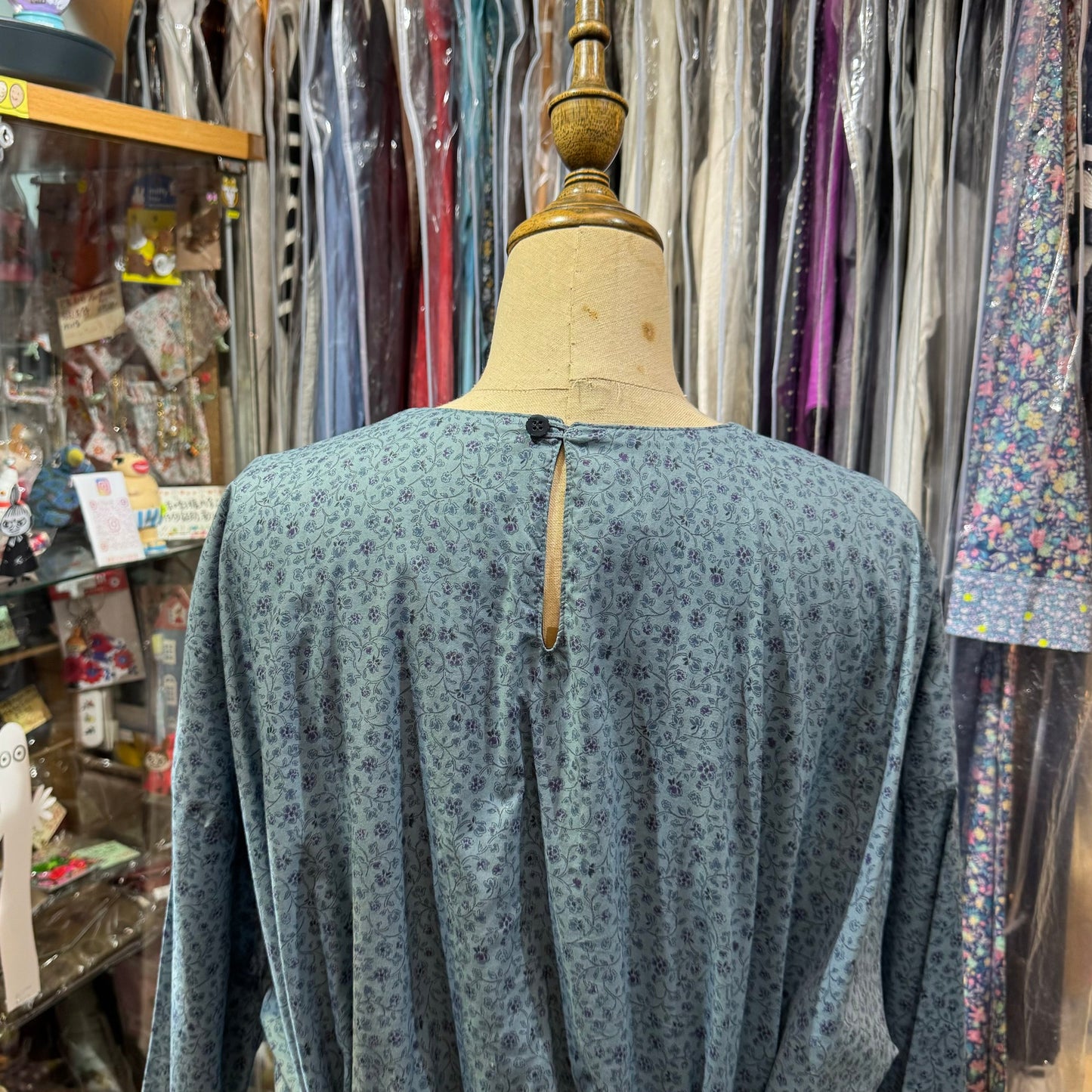 Sale- (g) Floral Blue Top, made in Japan