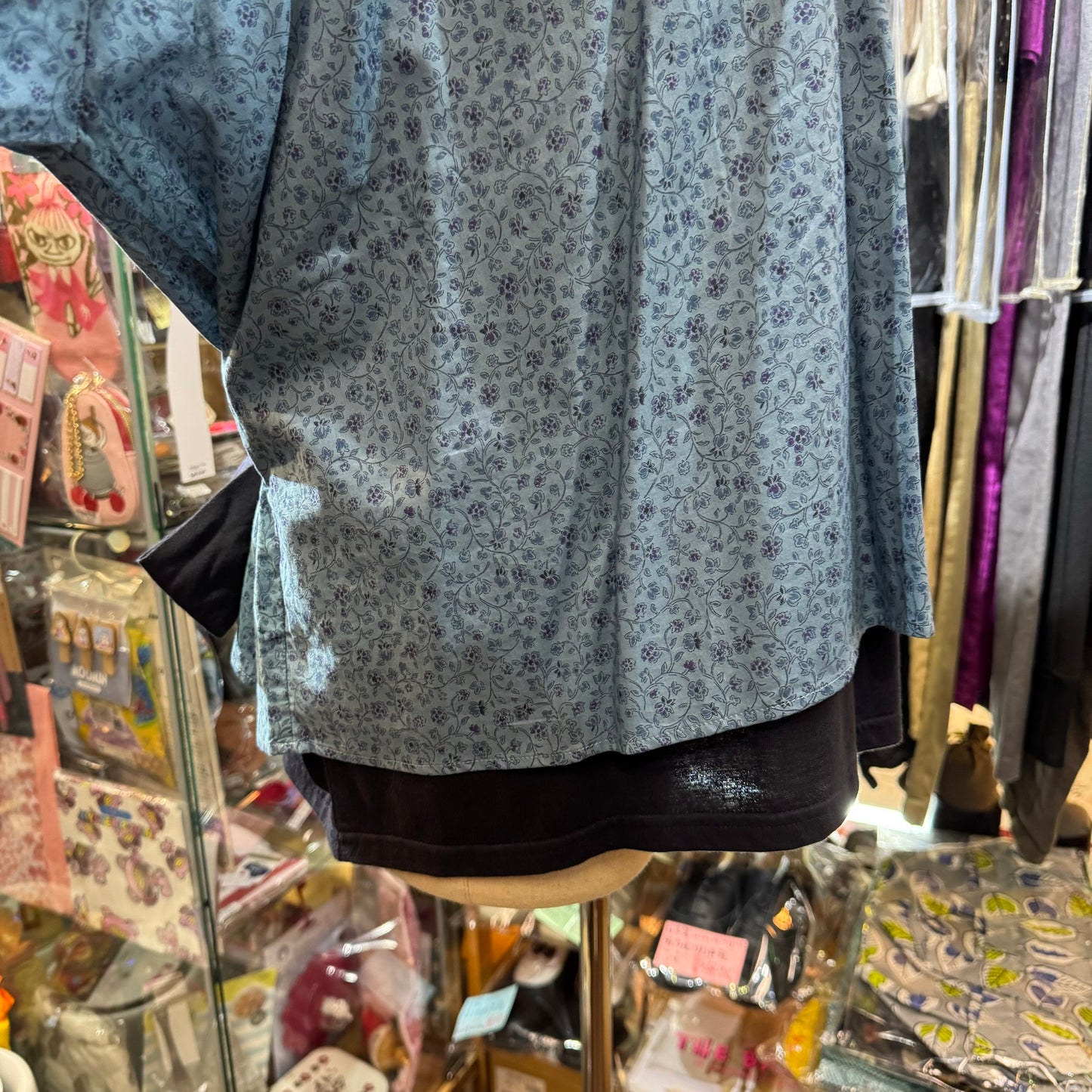 Sale- (g) Floral Blue Top, made in Japan