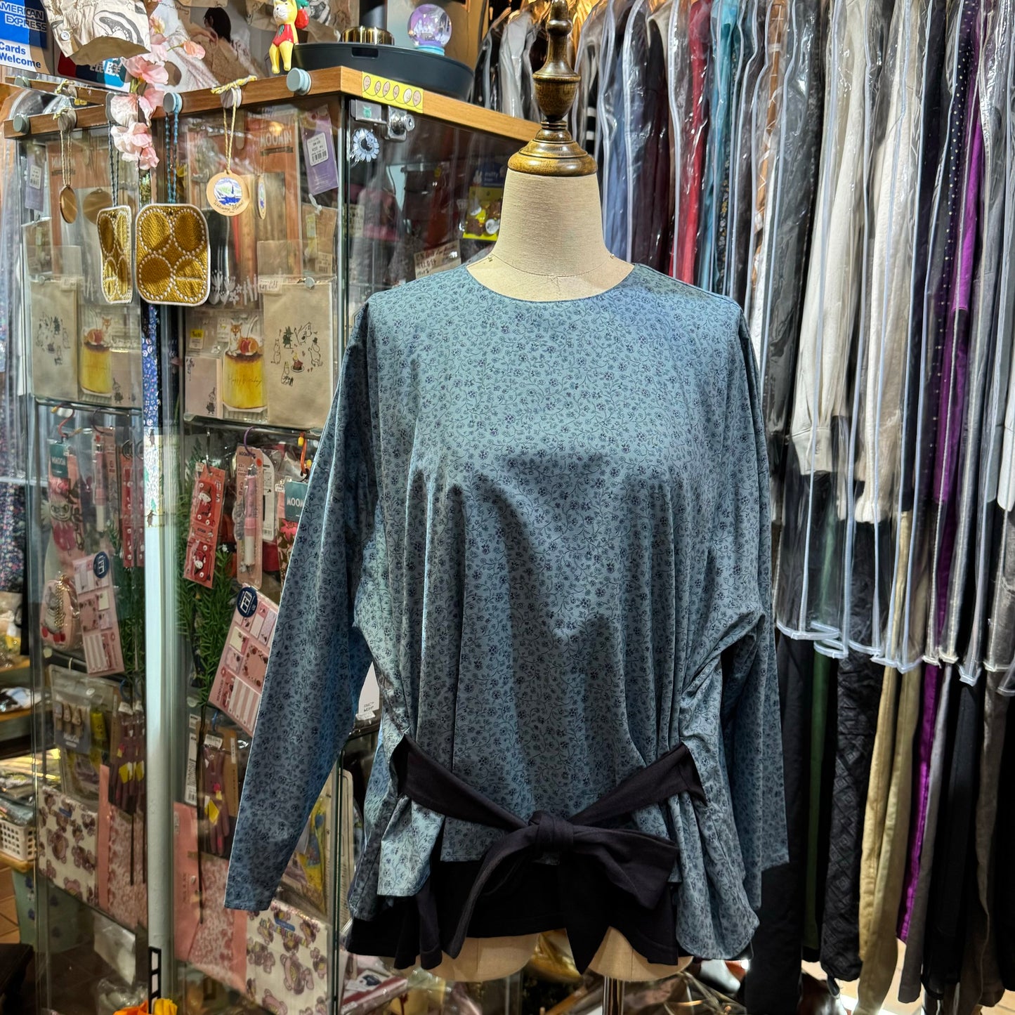 Sale- (g) Floral Blue Top, made in Japan