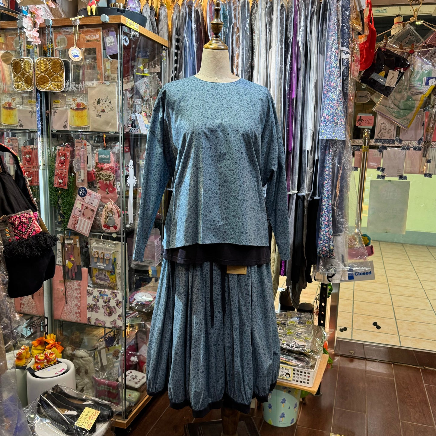 Sale- (g) Floral Blue Top, made in Japan