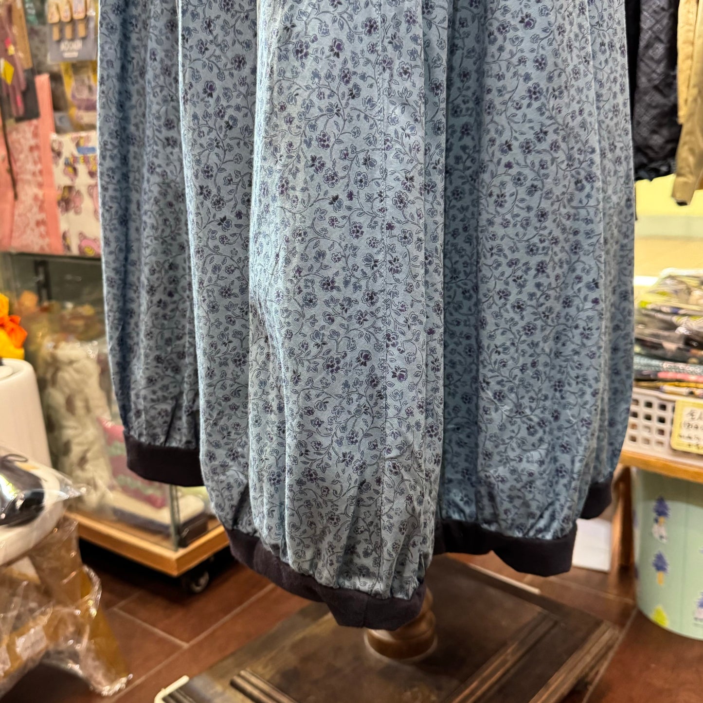 Sale- (g) Blue Floral Reversible Balloon Skirt, made in Japan