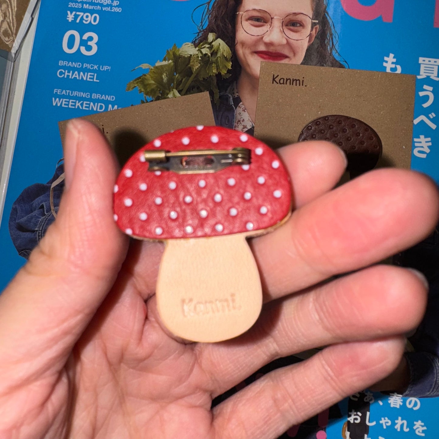Kanmi Mushrooms Brooch, 2 Colors, made in Japan