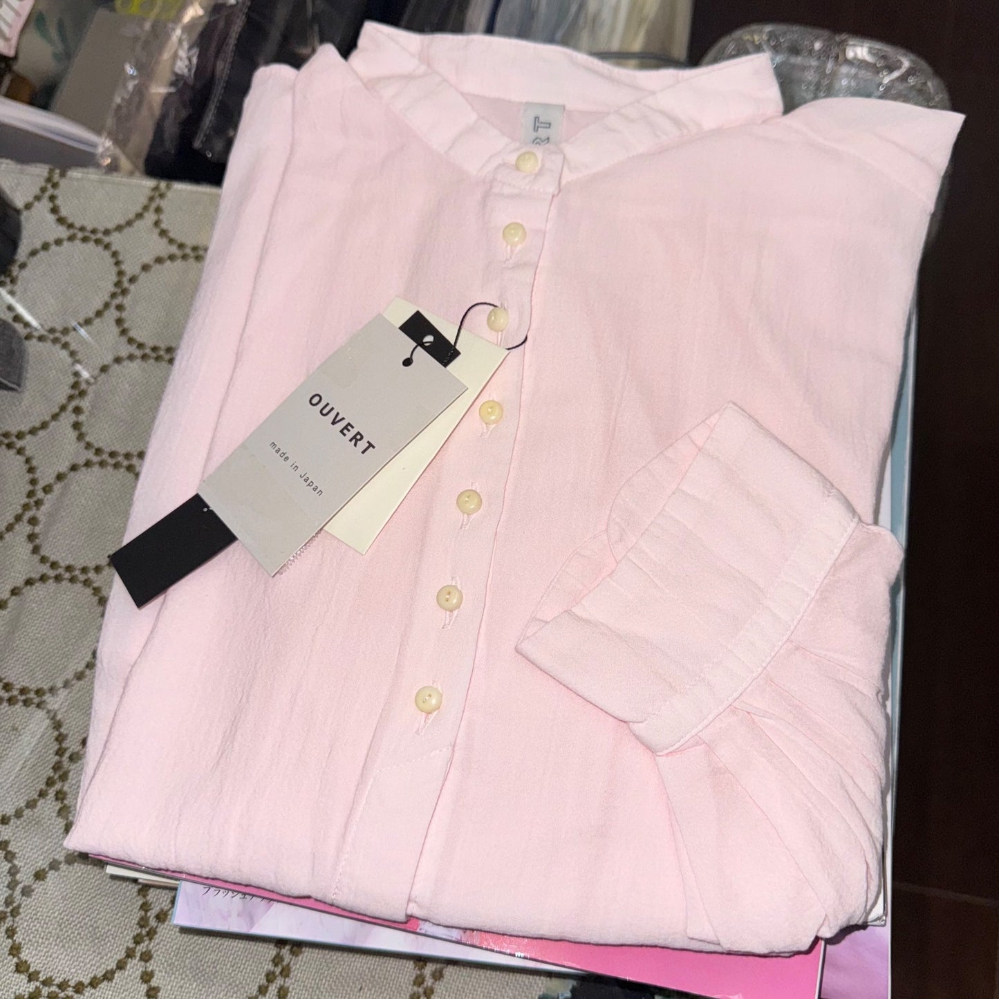 Sale- Ouvert Cotton Shirt, 2 Colors, made in Japan