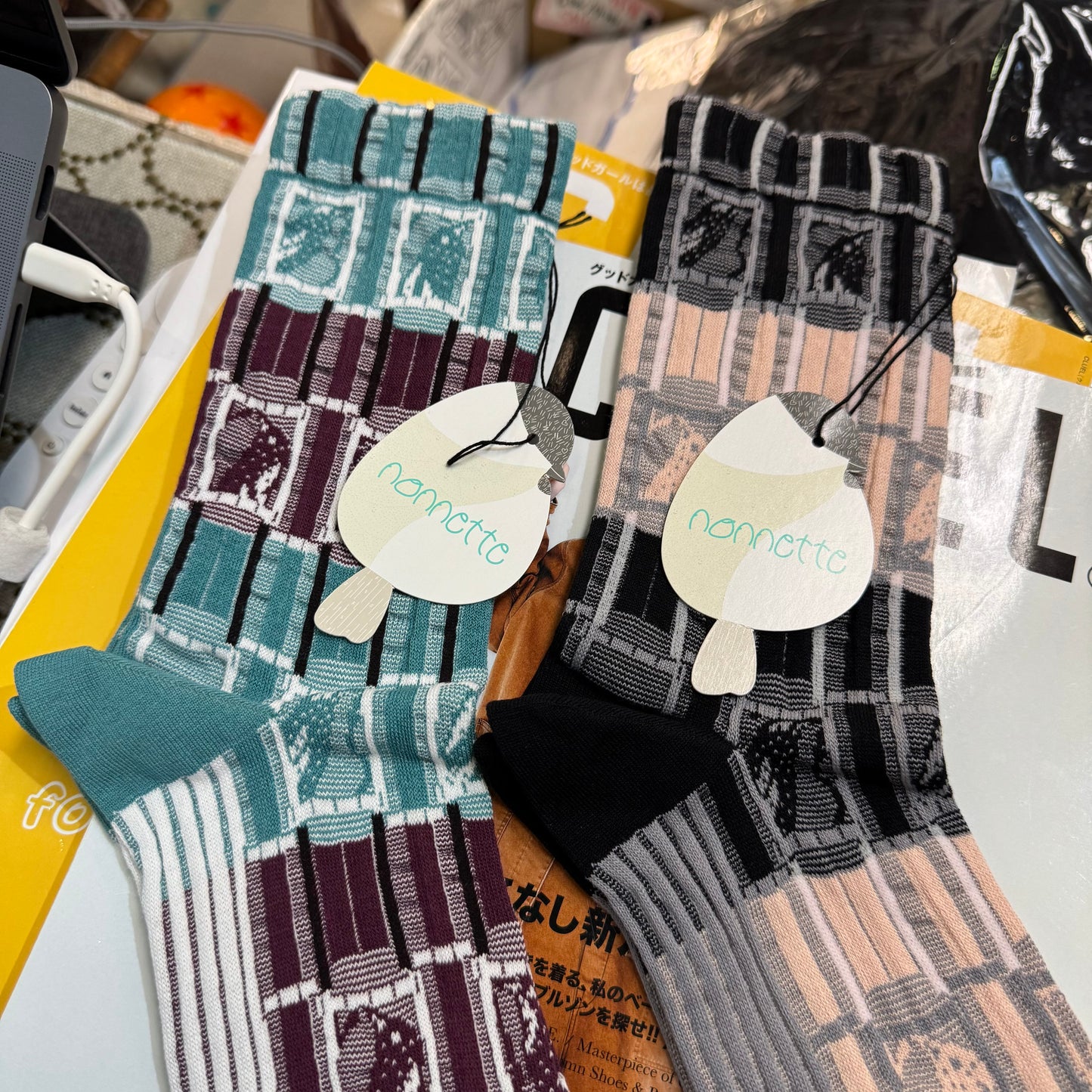 Nonette Bumpy line Socks, 2 Colors, made in Japan