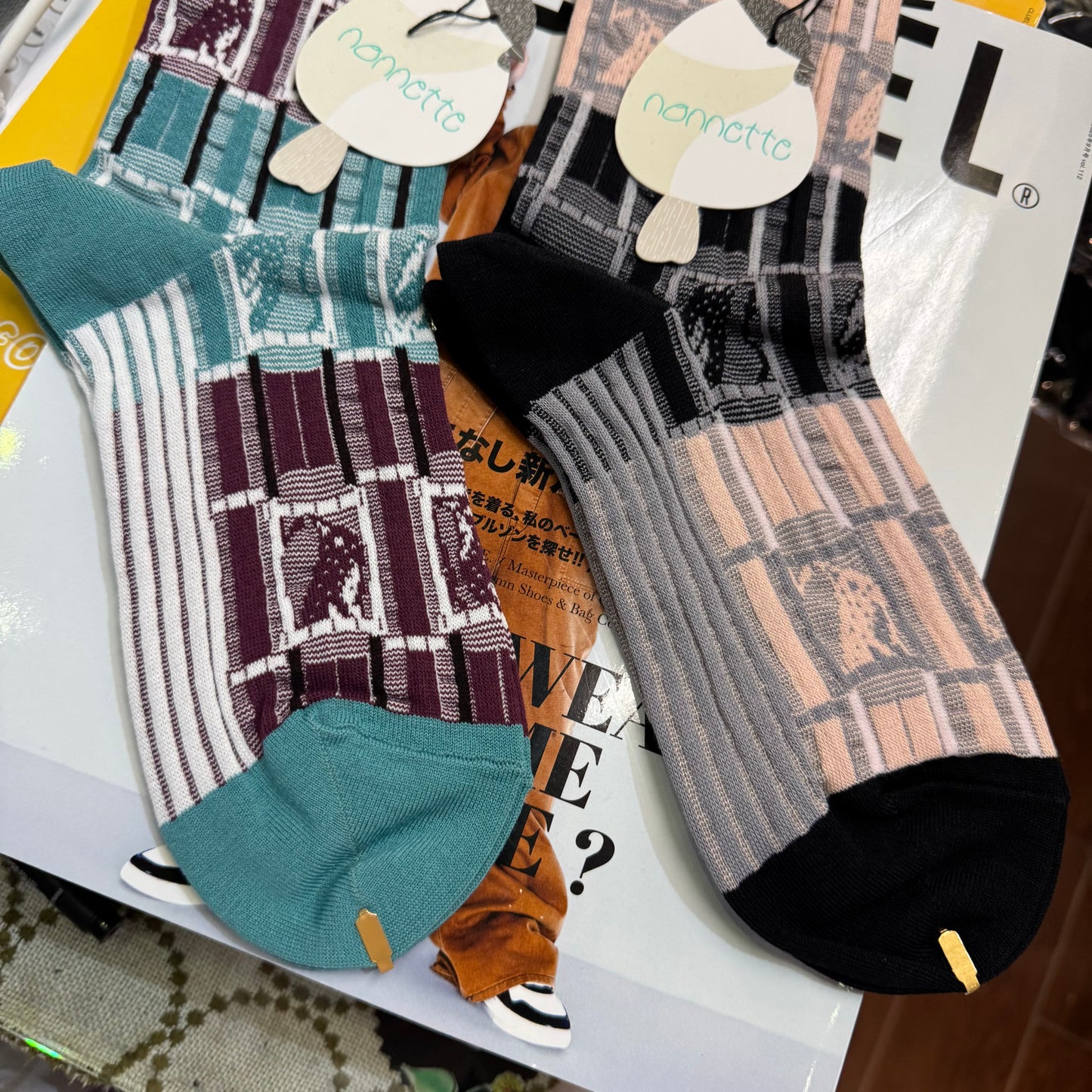 Nonette Bumpy line Socks, 2 Colors, made in Japan