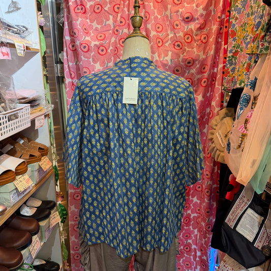 Nachukara Flora Blue Shirt, made in Japan