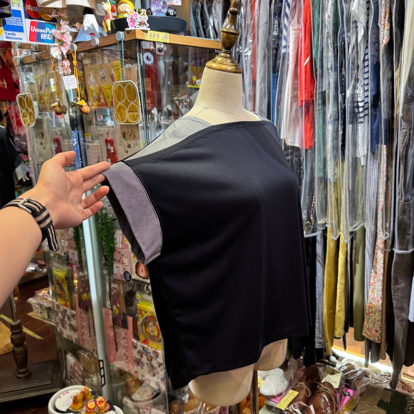 Pont de Chalons Marine Collar Prime Cool Black Top, made in Japan