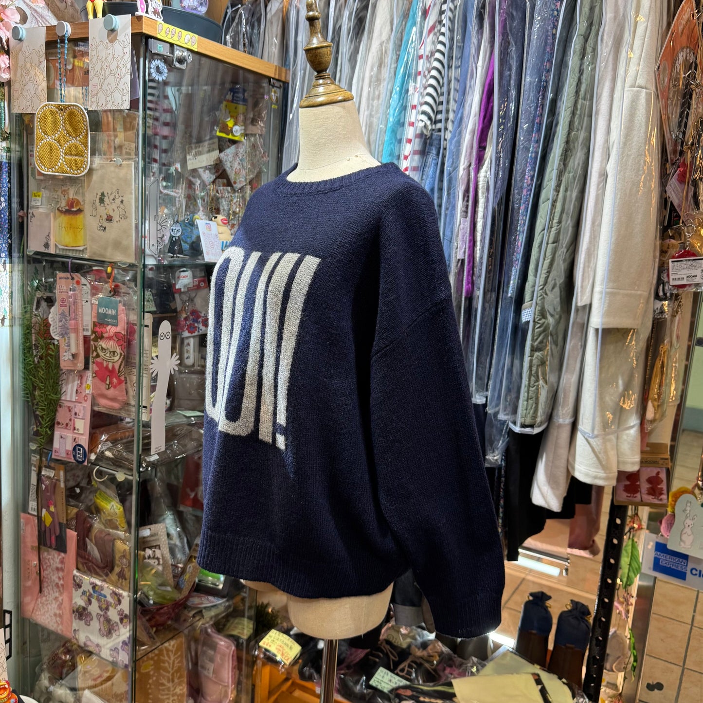 Sale- Ichi Oui Non Navy Shetland Wool Knit Sweater