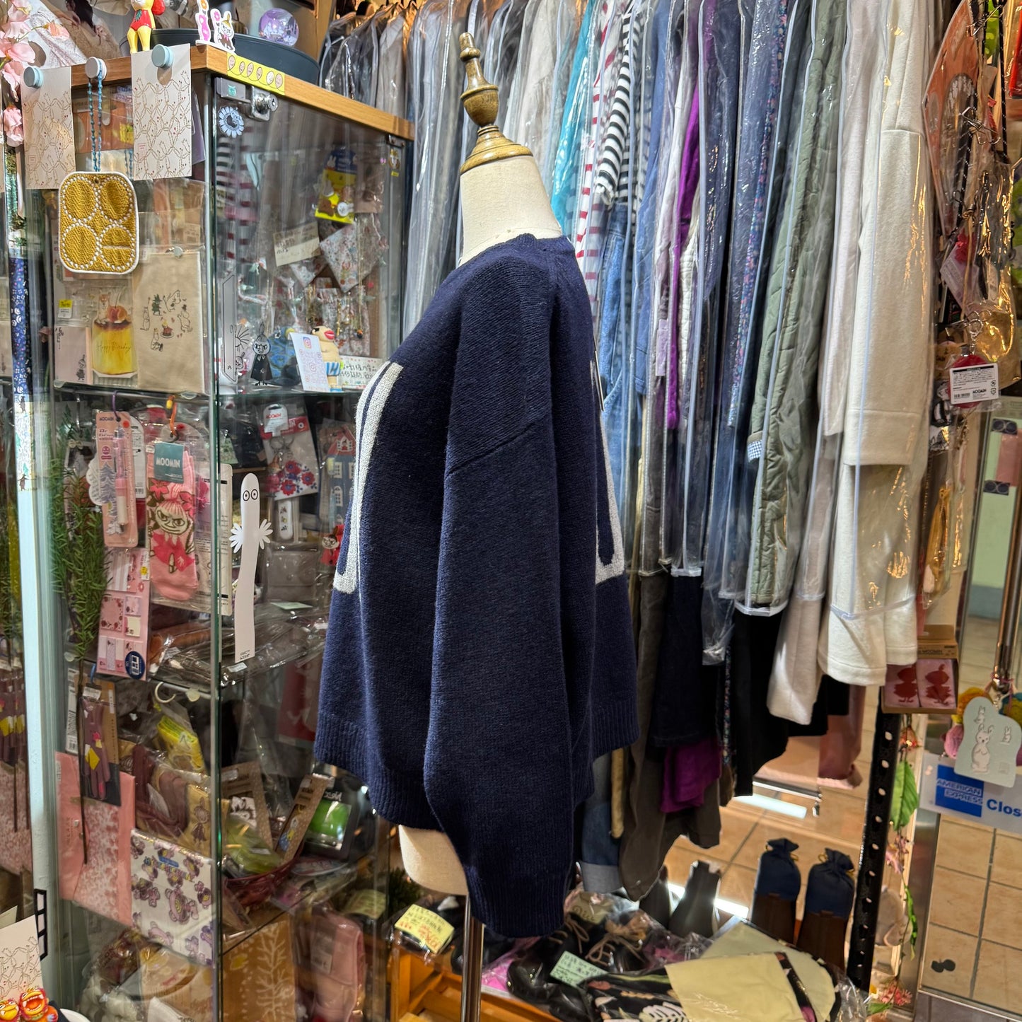 Sale- Ichi Oui Non Navy Shetland Wool Knit Sweater