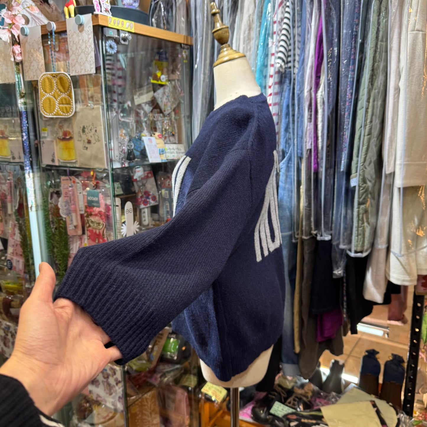 Sale- Ichi Oui Non Navy Shetland Wool Knit Sweater