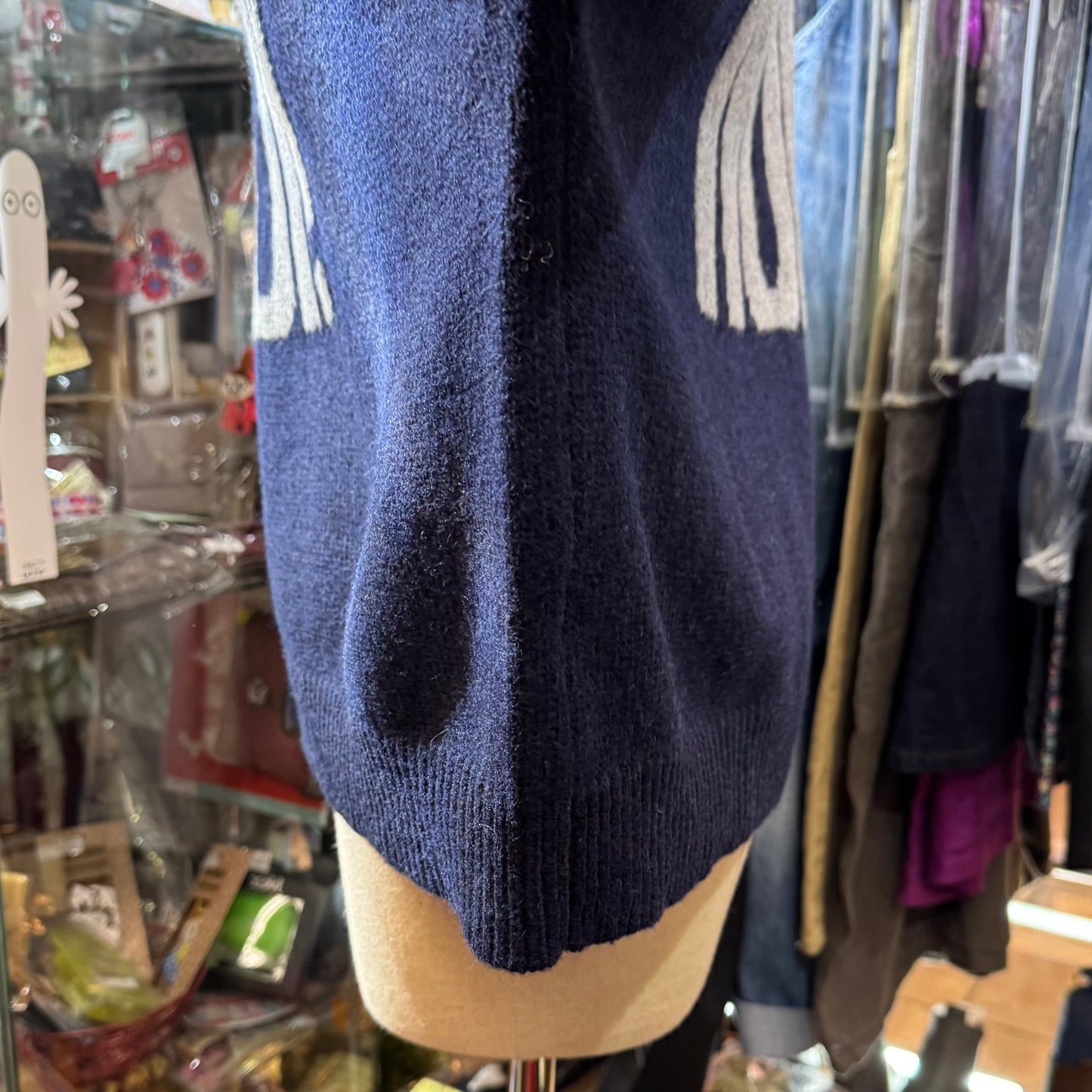 Sale- Ichi Oui Non Navy Shetland Wool Knit Sweater