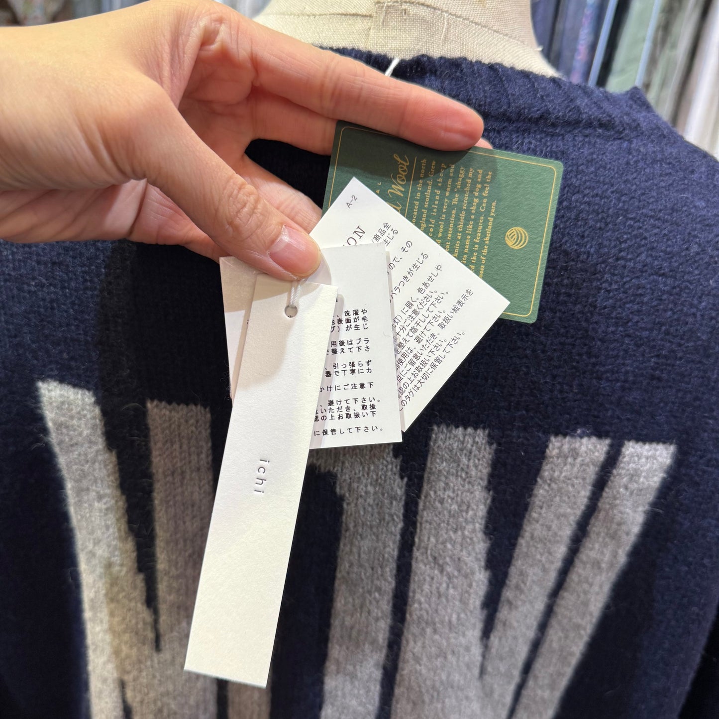 Sale- Ichi Oui Non Navy Shetland Wool Knit Sweater