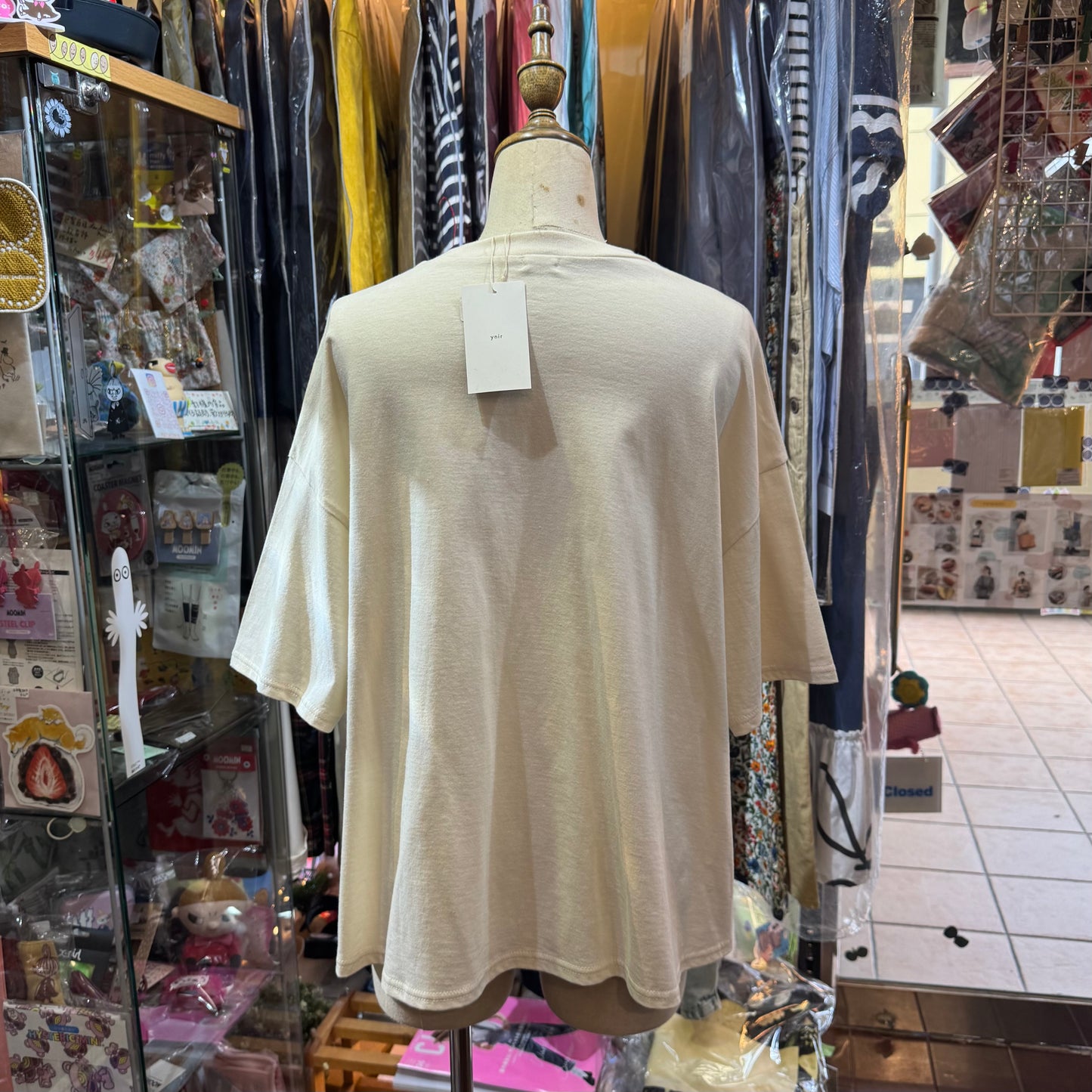 Ynir Ivory x Pink Print T-shirt, made in Japan